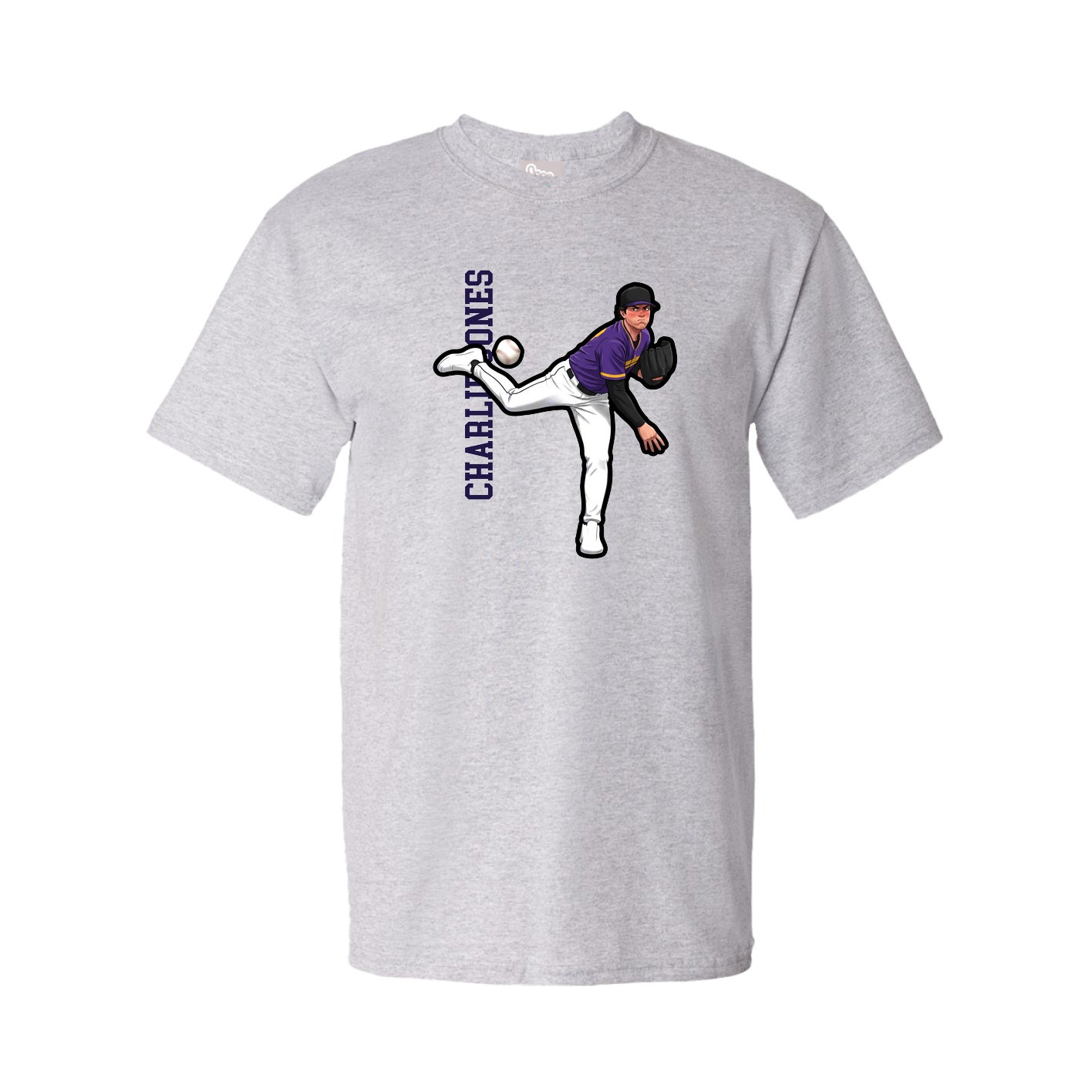 Tee — Name Vertical in Grey