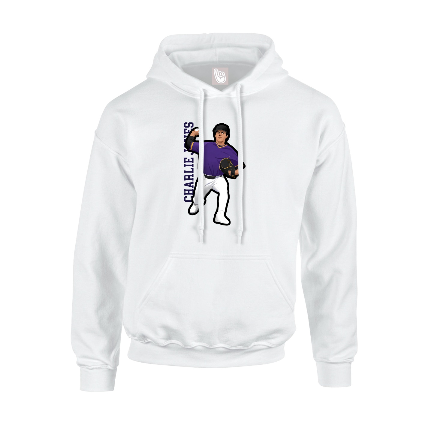 Youth Hoodie — Name Vertical in White