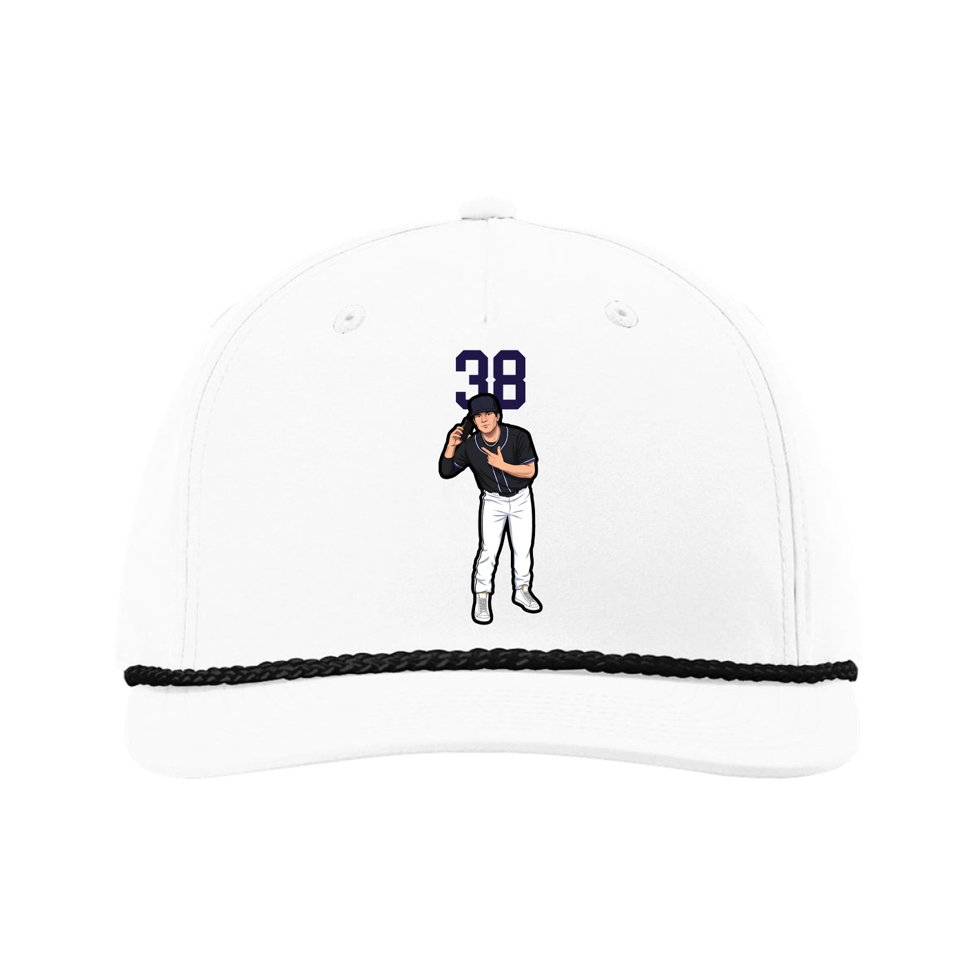 Five-Panel Classic Rope Cap — Number Top in White