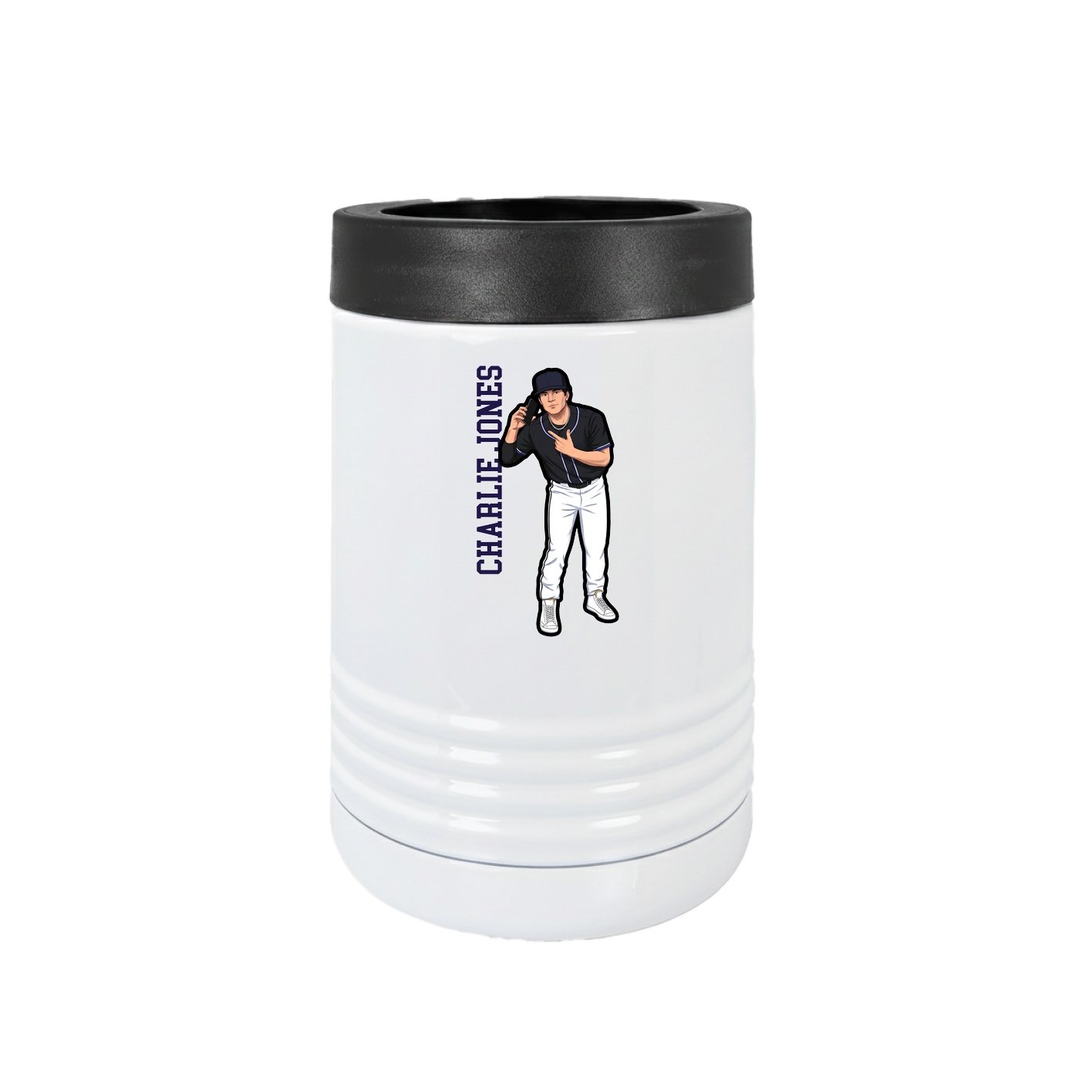 Beverage Holder — Name Vertical in White