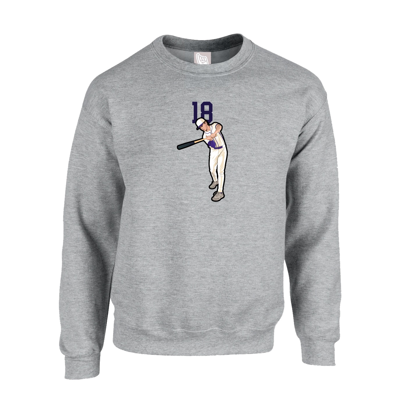 Fleece Crew — Number Top in Grey