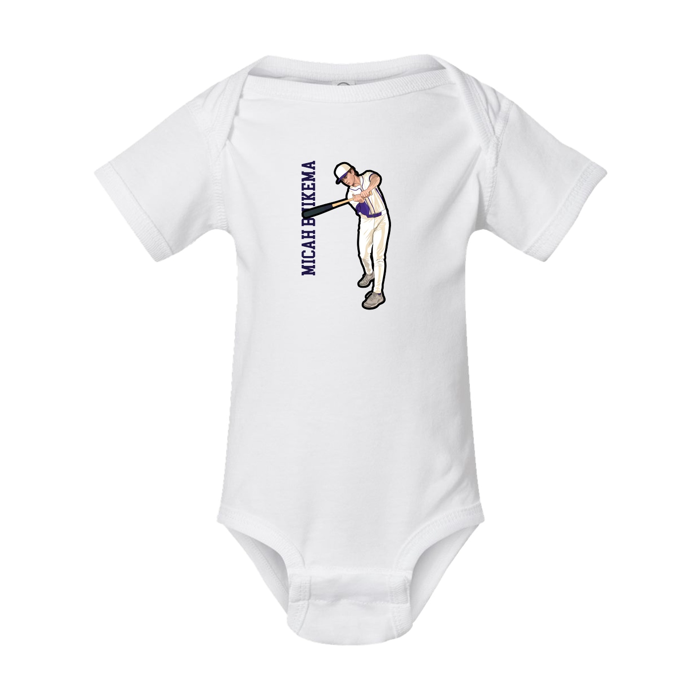 Baby Onesie — Name Vertical in White