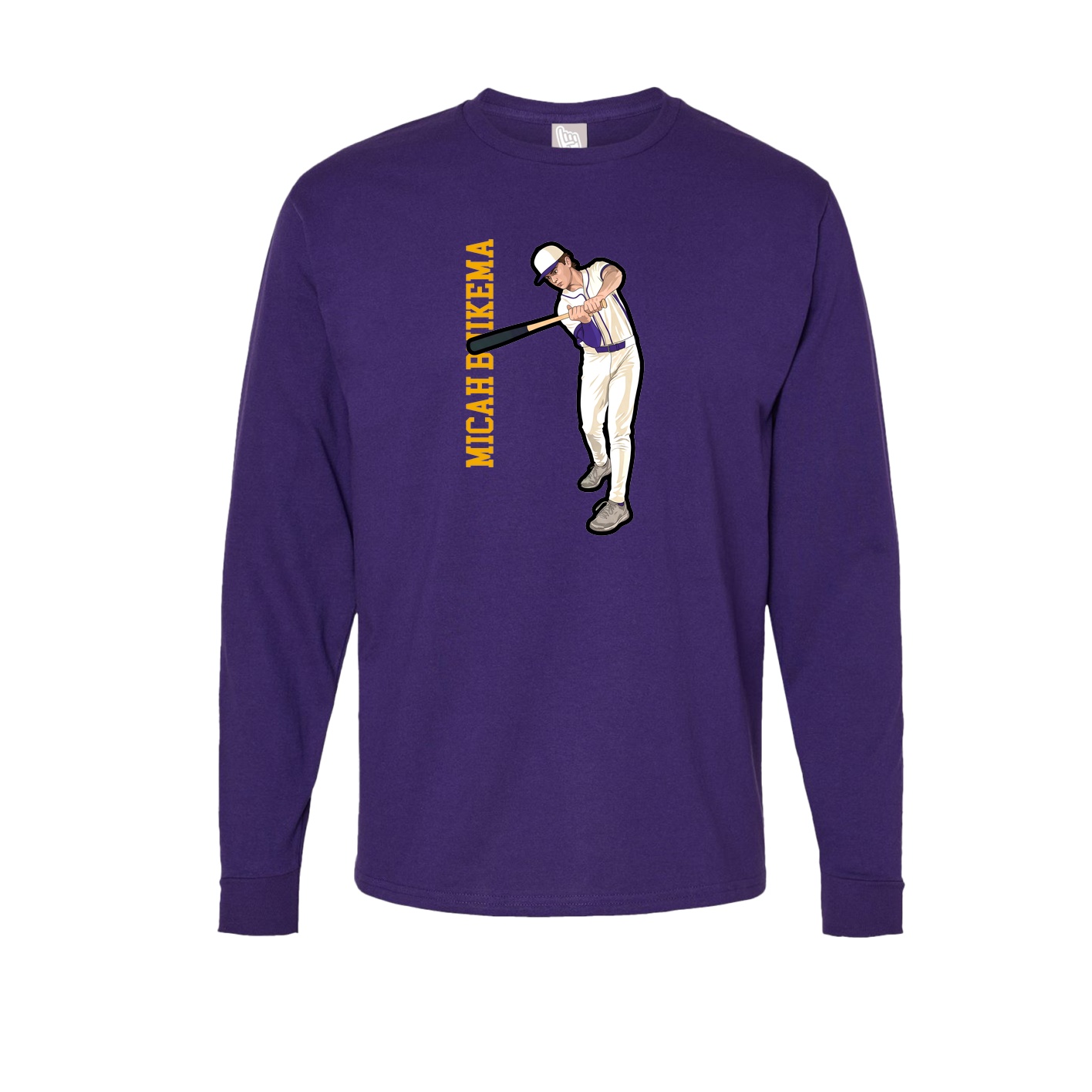Long Sleeve Tee — Name Vertical in Purple