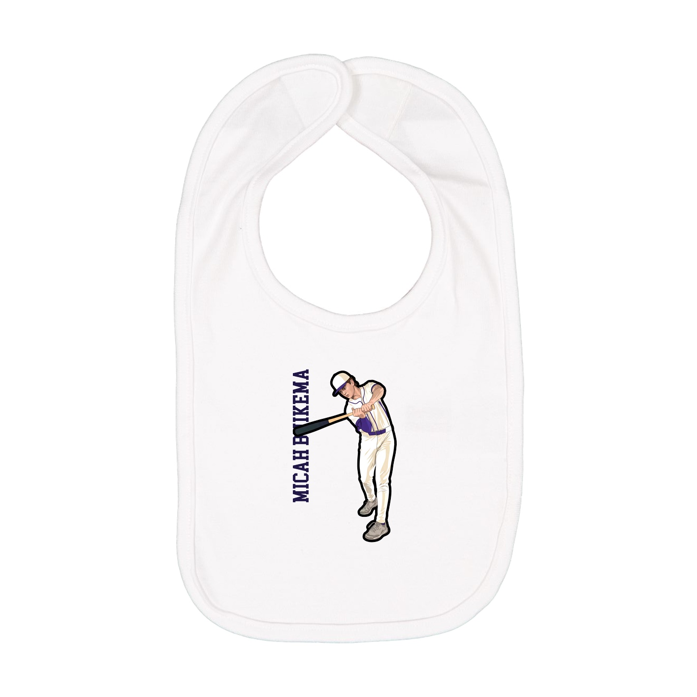 Infant Bib — Name Vertical in White