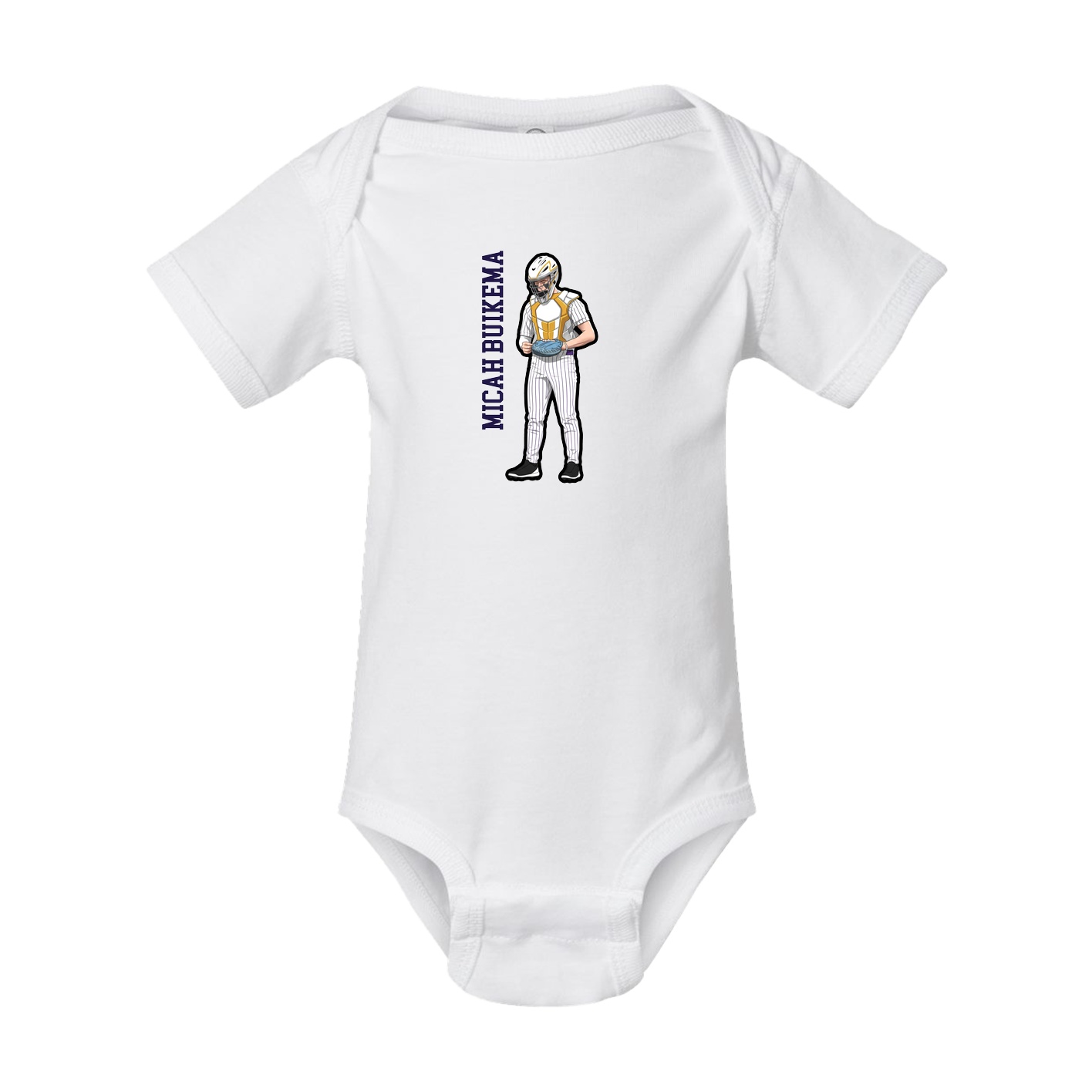 Baby Onesie — Name Vertical in White