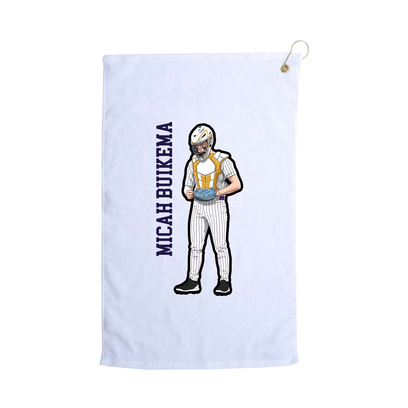 Golf Towel — Name Vertical in White