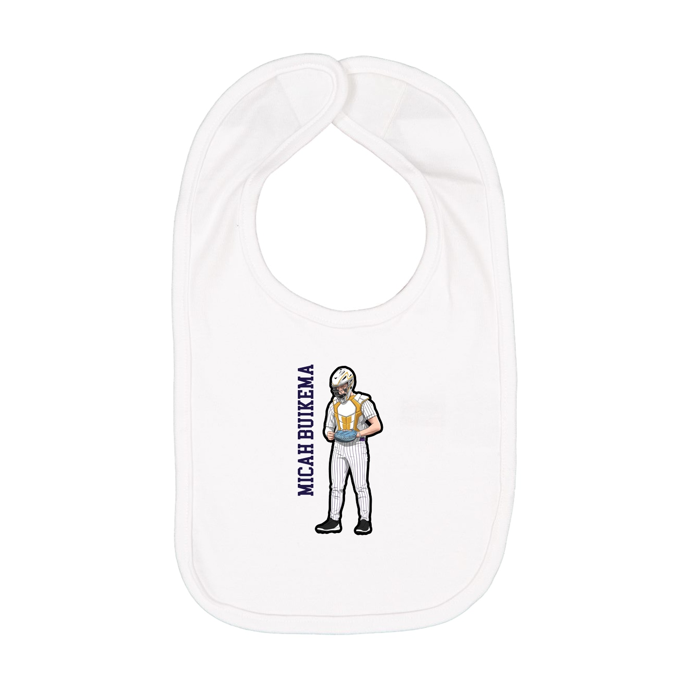 Infant Bib — Name Vertical in White
