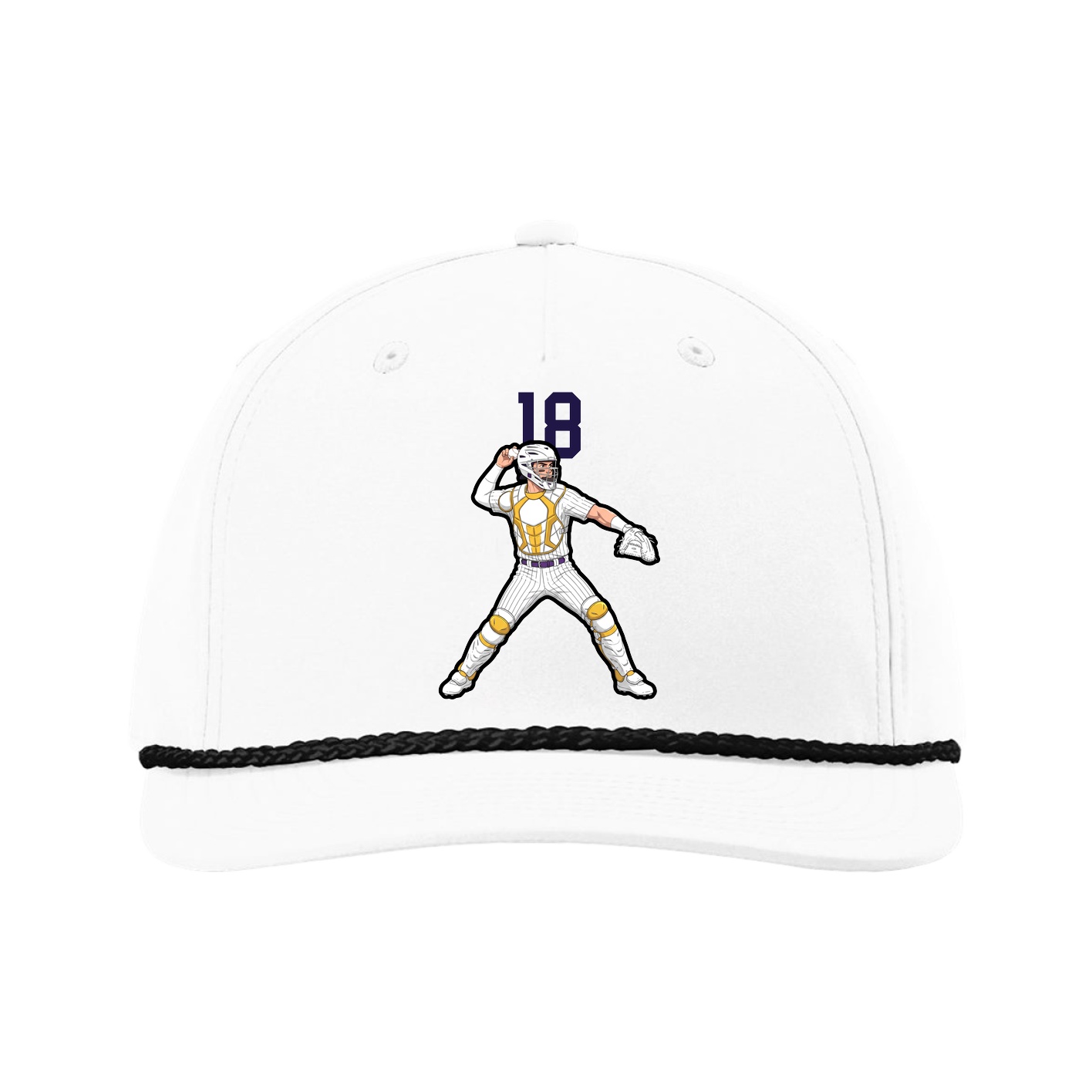 Five-Panel Classic Rope Cap — Number Top in White