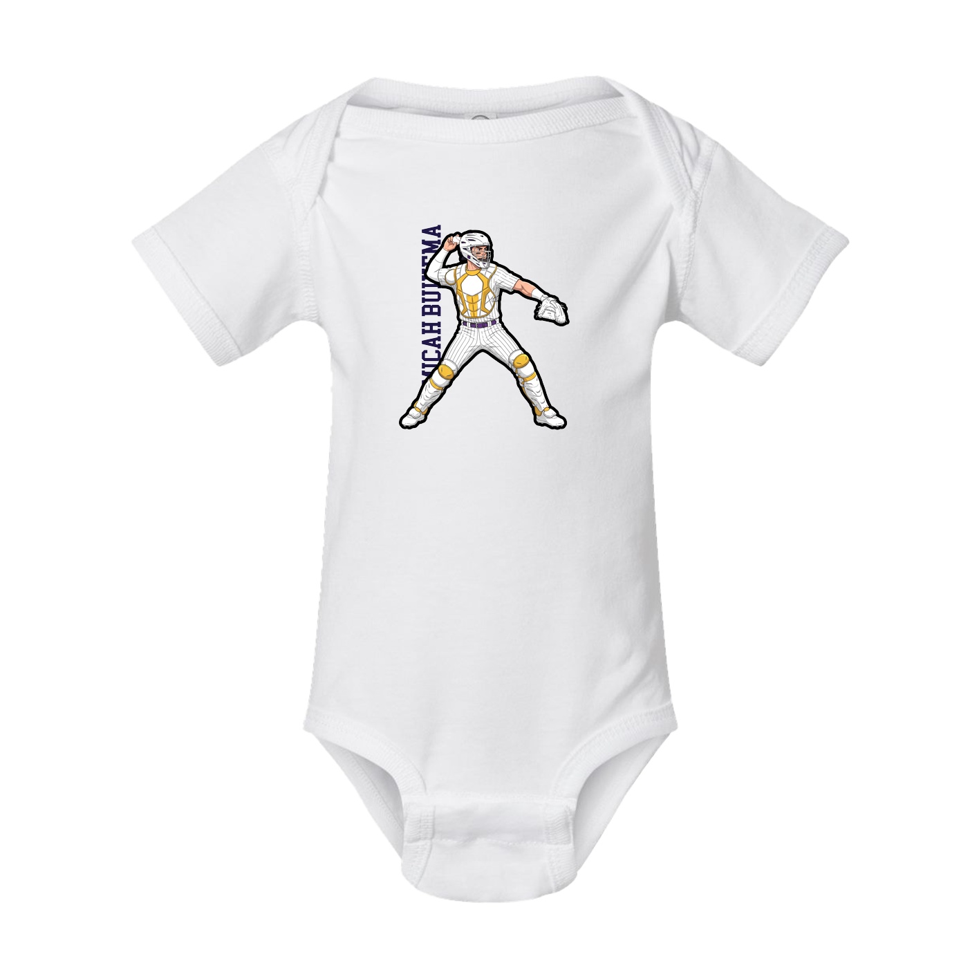 Baby Onesie — Name Vertical in White