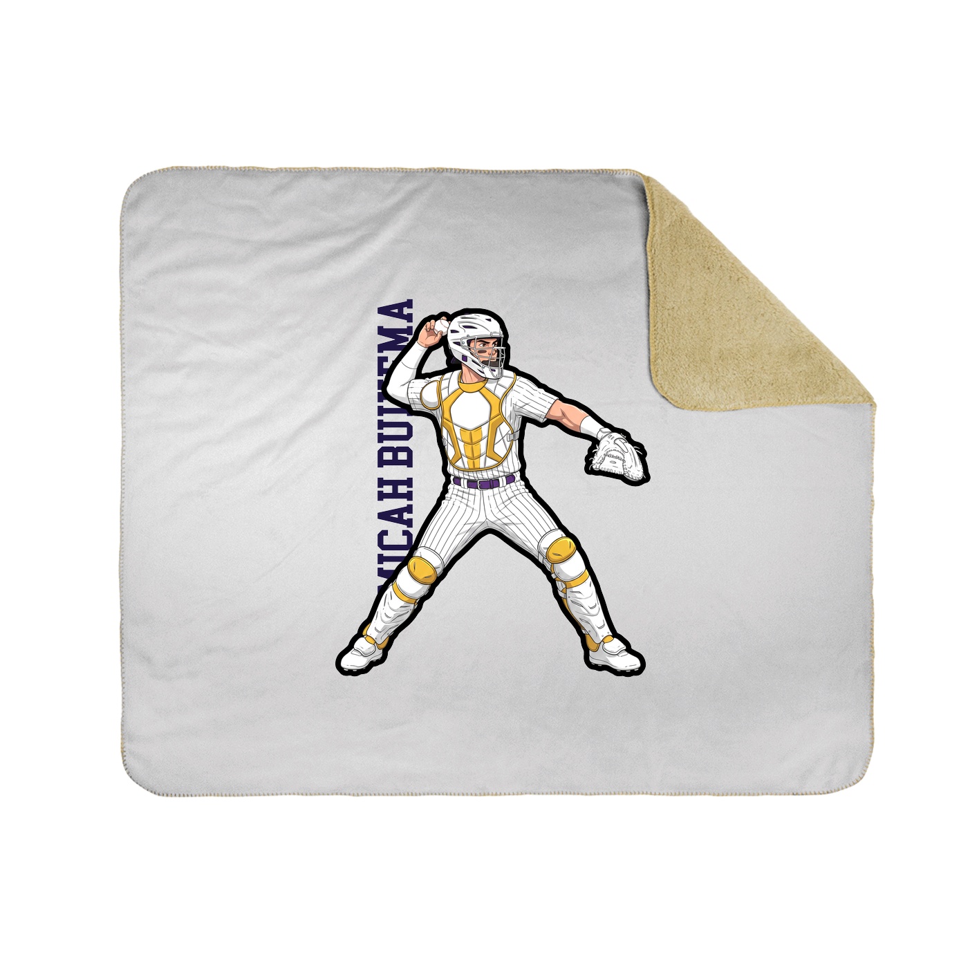Throw Blanket — Name Vertical in White