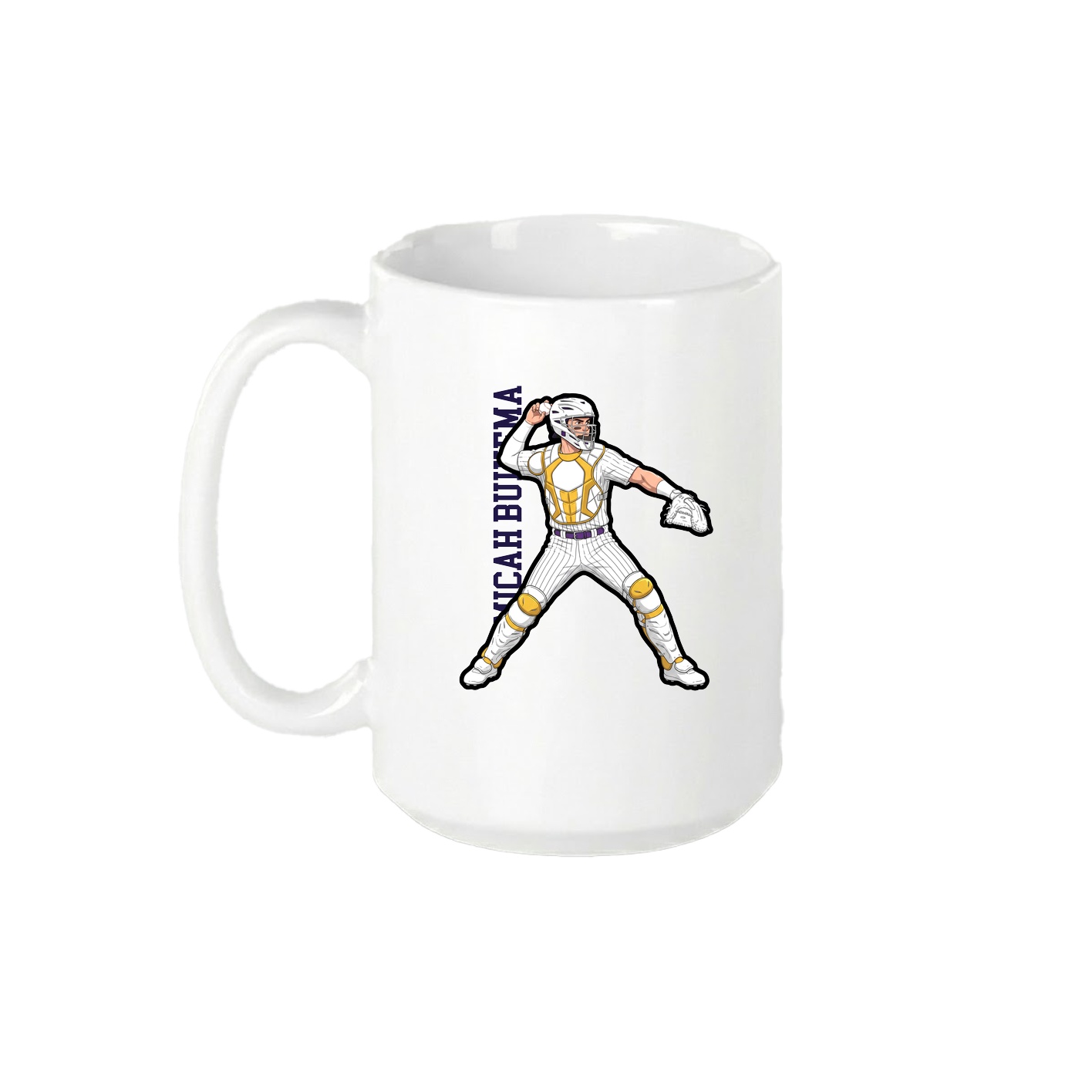 15oz Coffee Mug — Name Vertical in White