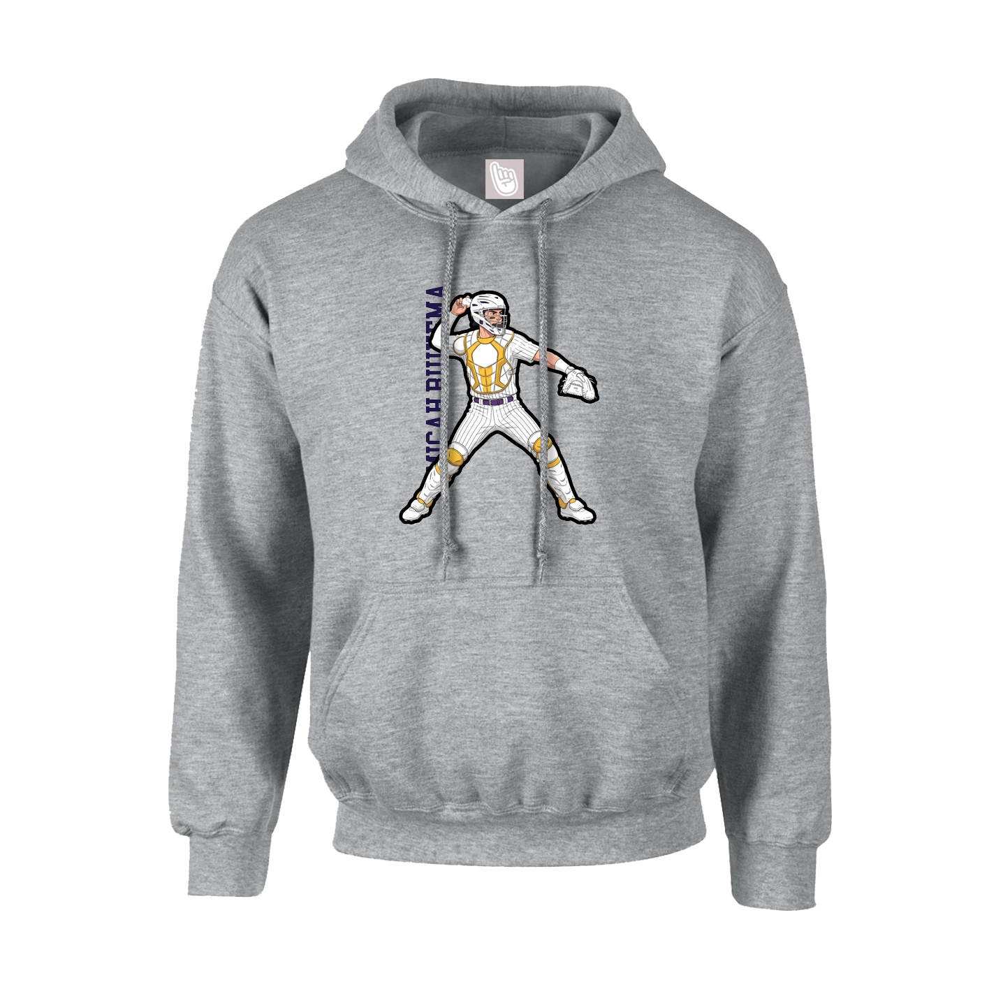 Hoodie — Name Vertical in Grey