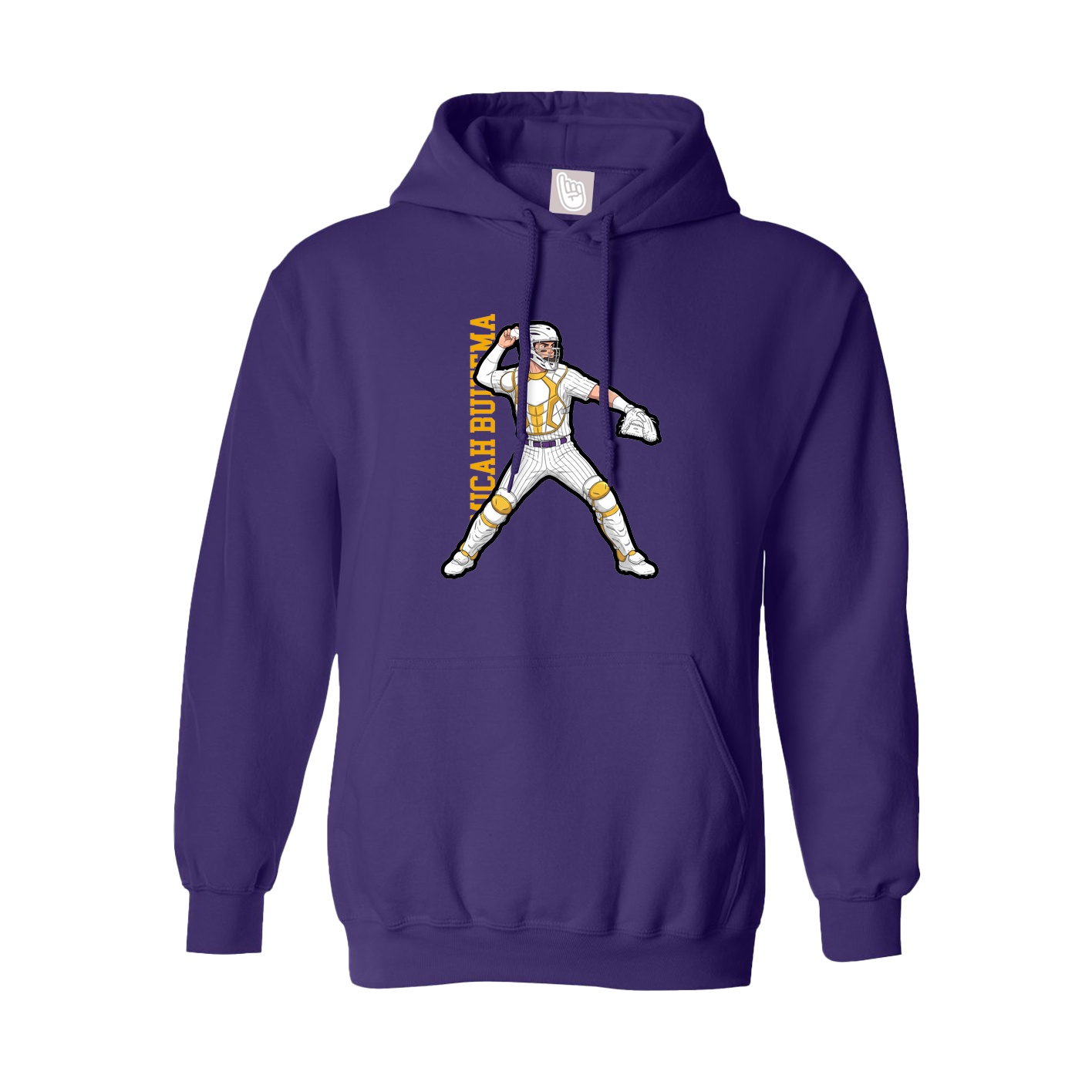 Youth Hoodie — Name Vertical in Purple