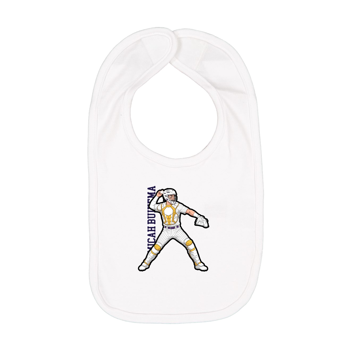 Infant Bib — Name Vertical in White