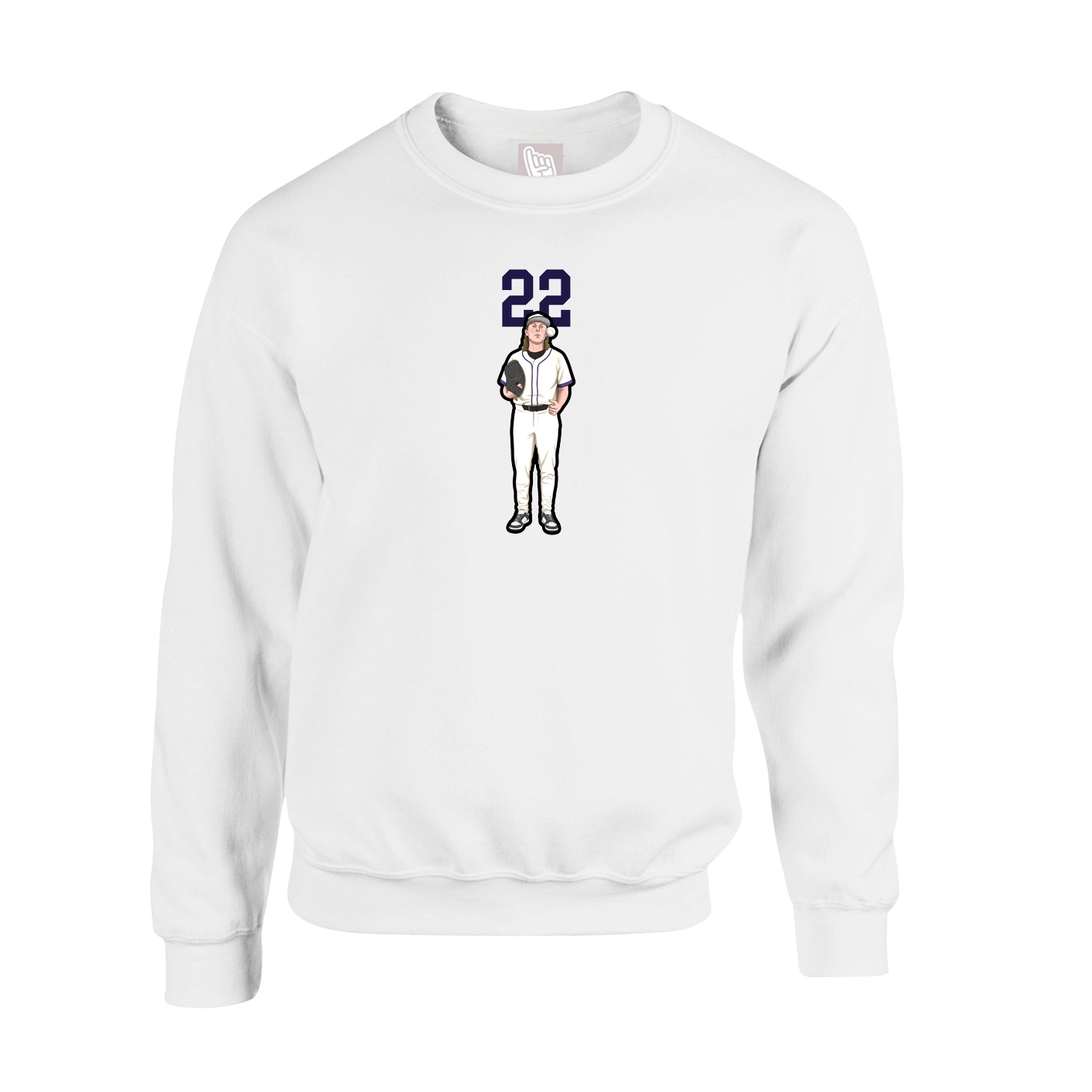 Fleece Crew — Number Top in White