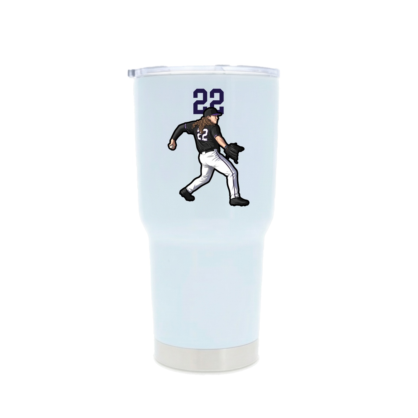 30oz Stainless Steel Tumbler — Number Top in White