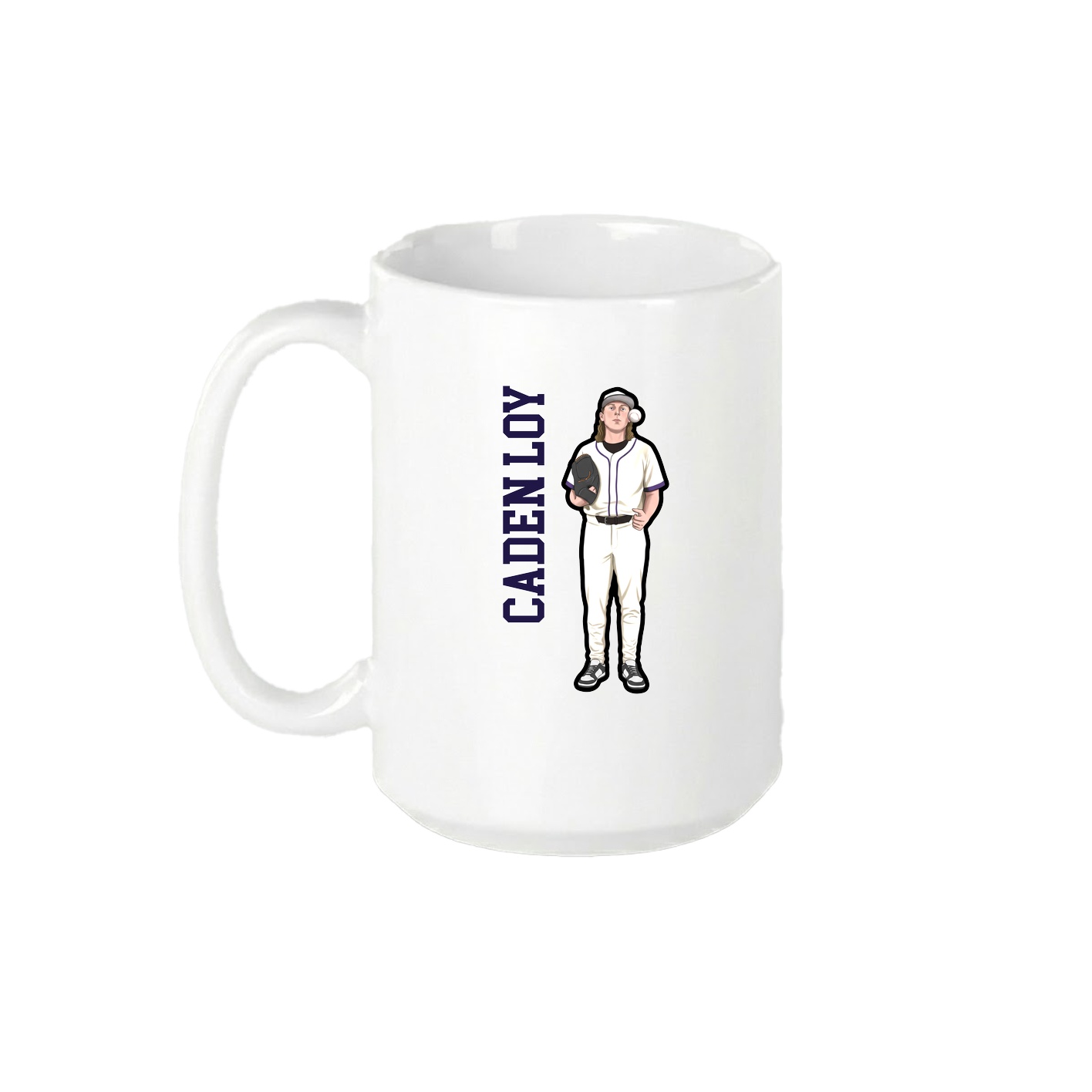 15oz Coffee Mug — Name Vertical in White