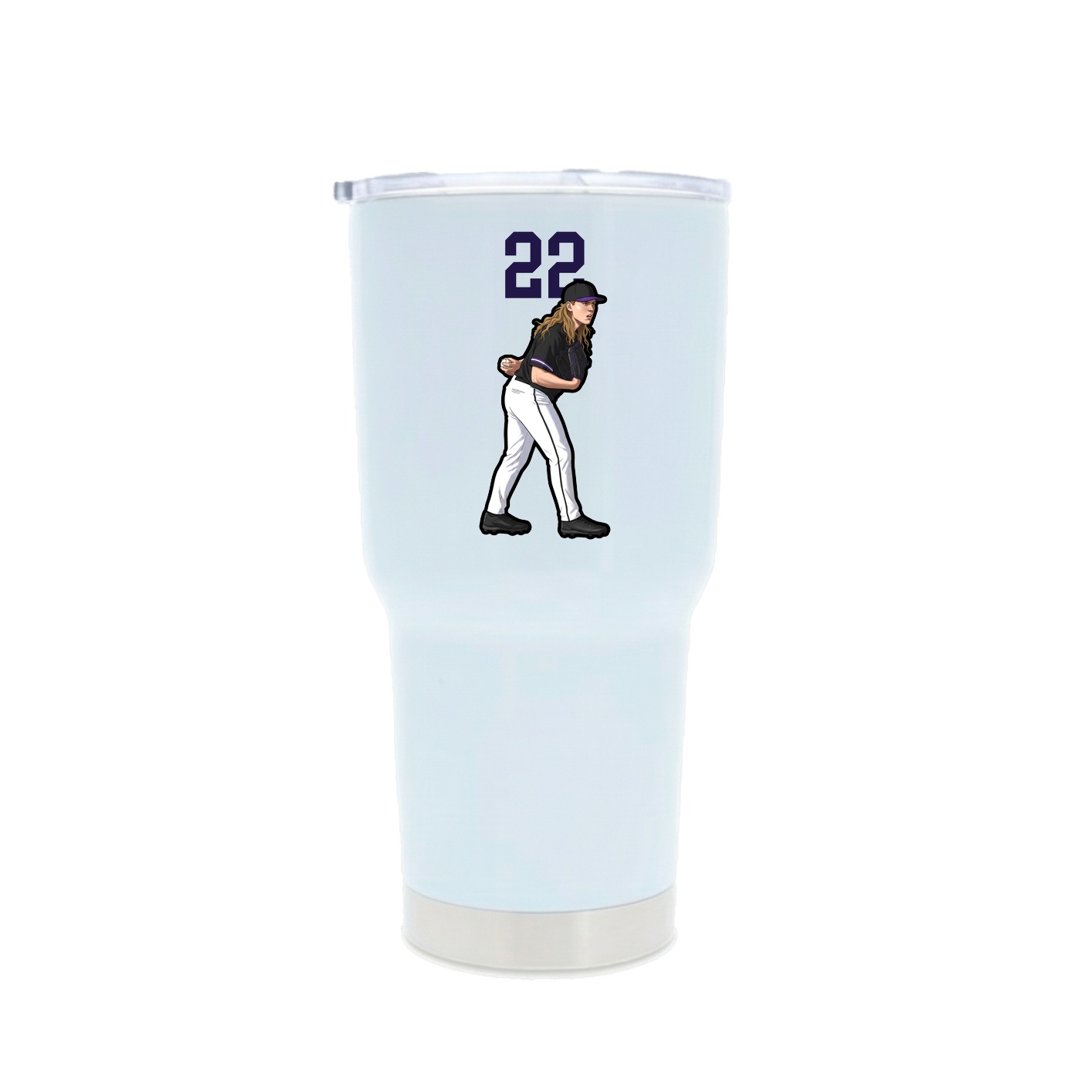 30oz Stainless Steel Tumbler — Number Top in White