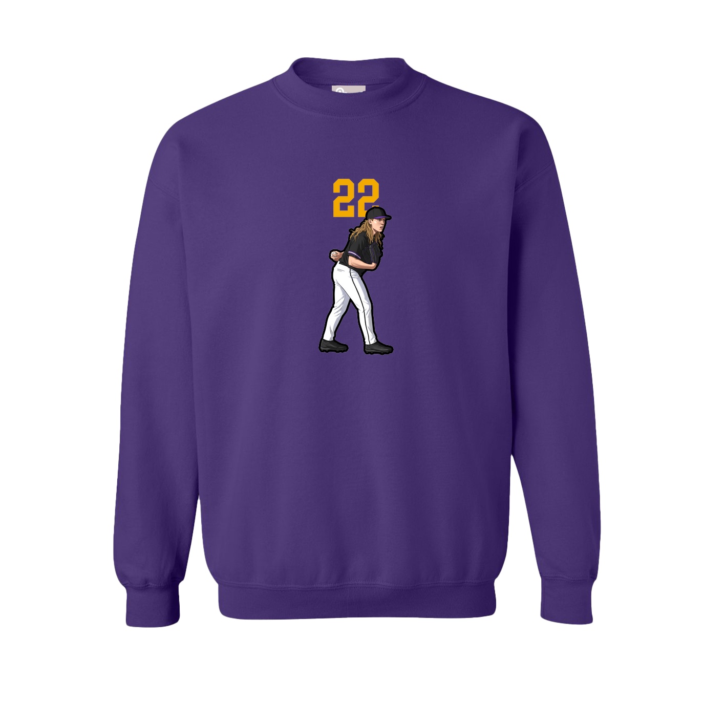 Fleece Crew — Number Top in Purple