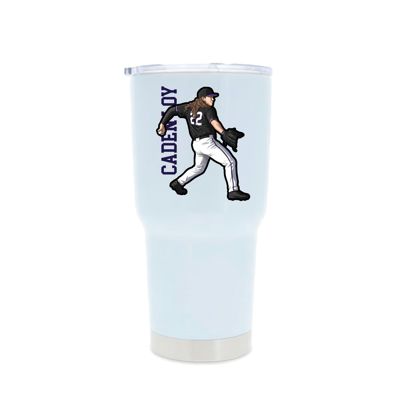 30oz Stainless Steel Tumbler — Name Vertical in White
