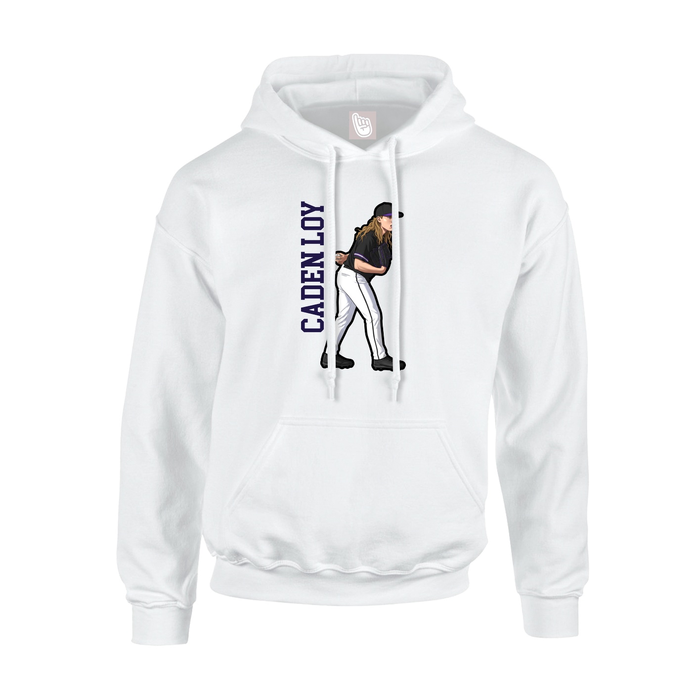 Youth Hoodie — Name Vertical in White