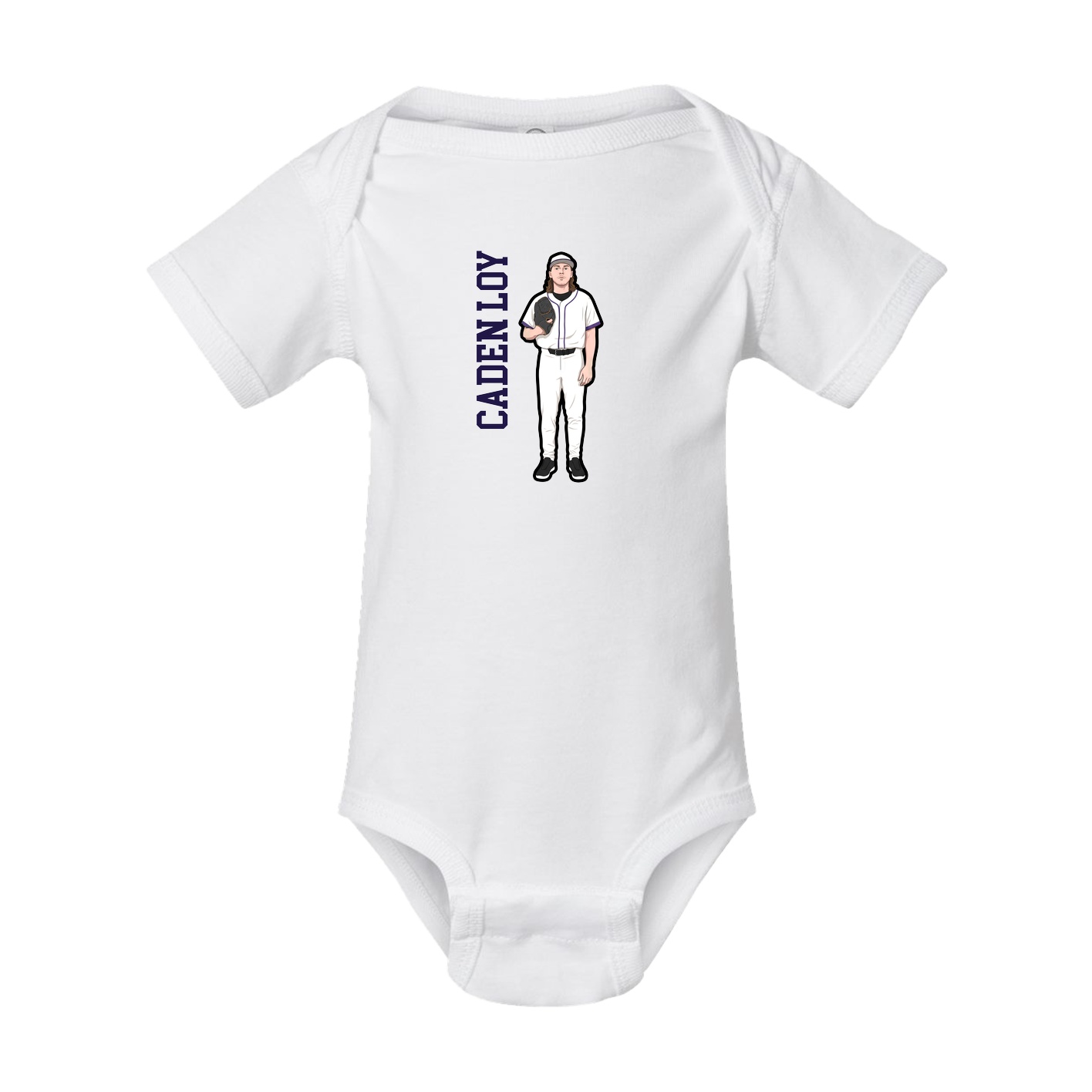 Baby Onesie — Name Vertical in White