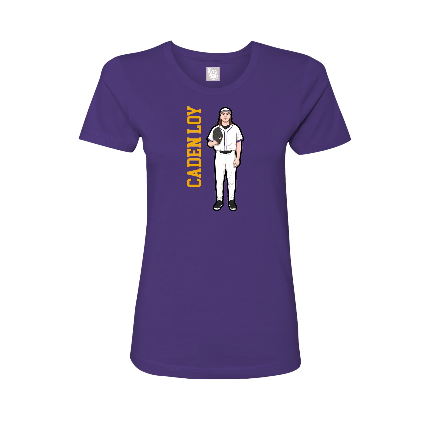 Fitted Women's Tee — Name Vertical in Purple