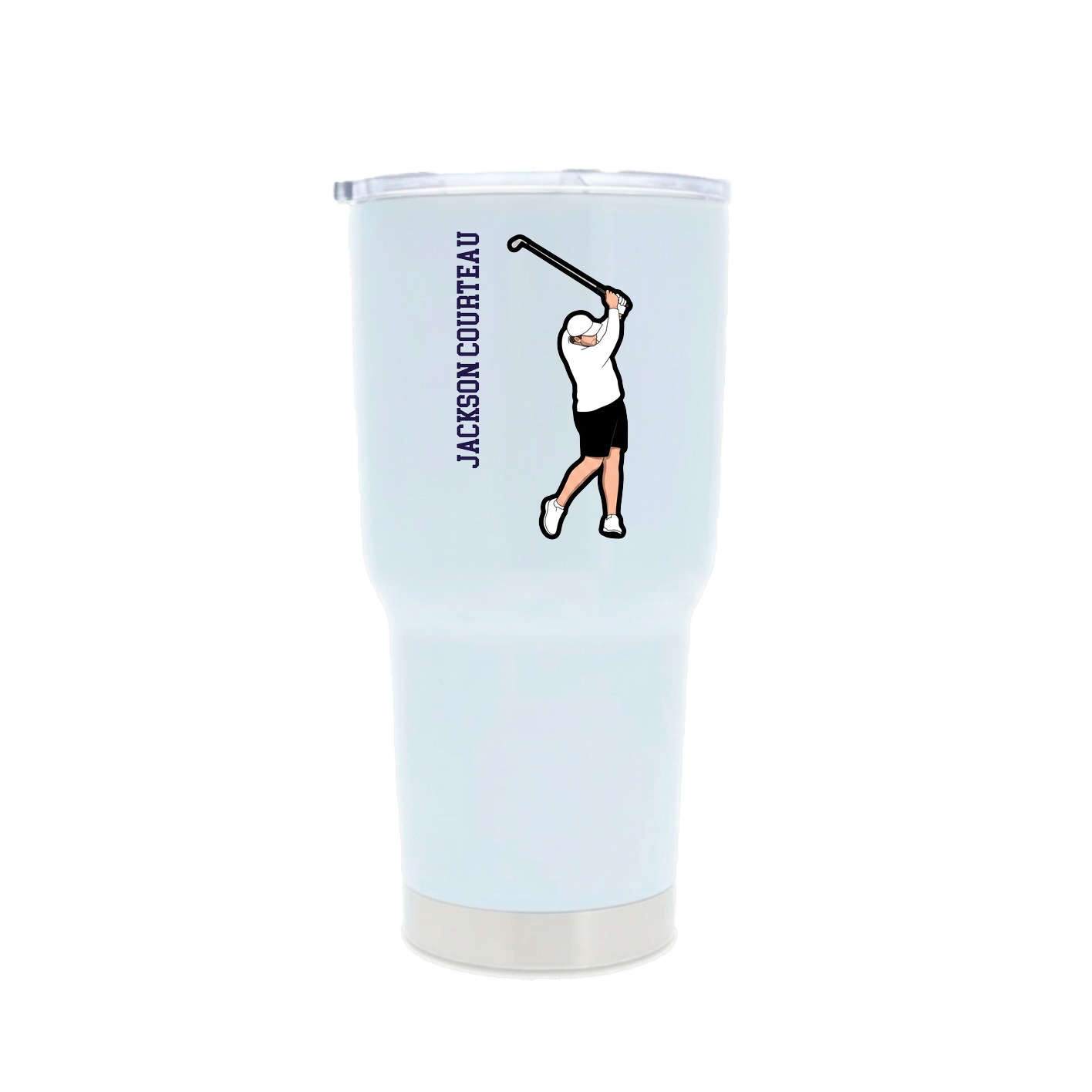 30oz Stainless Steel Tumbler — Name Vertical in White