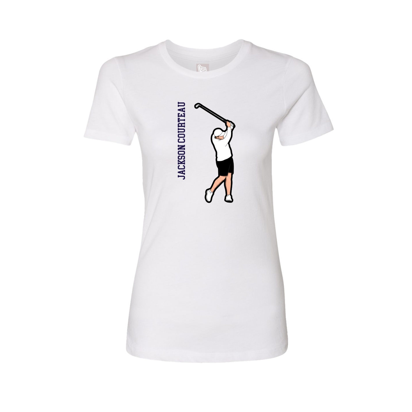 Fitted Women's Tee — Name Vertical in White
