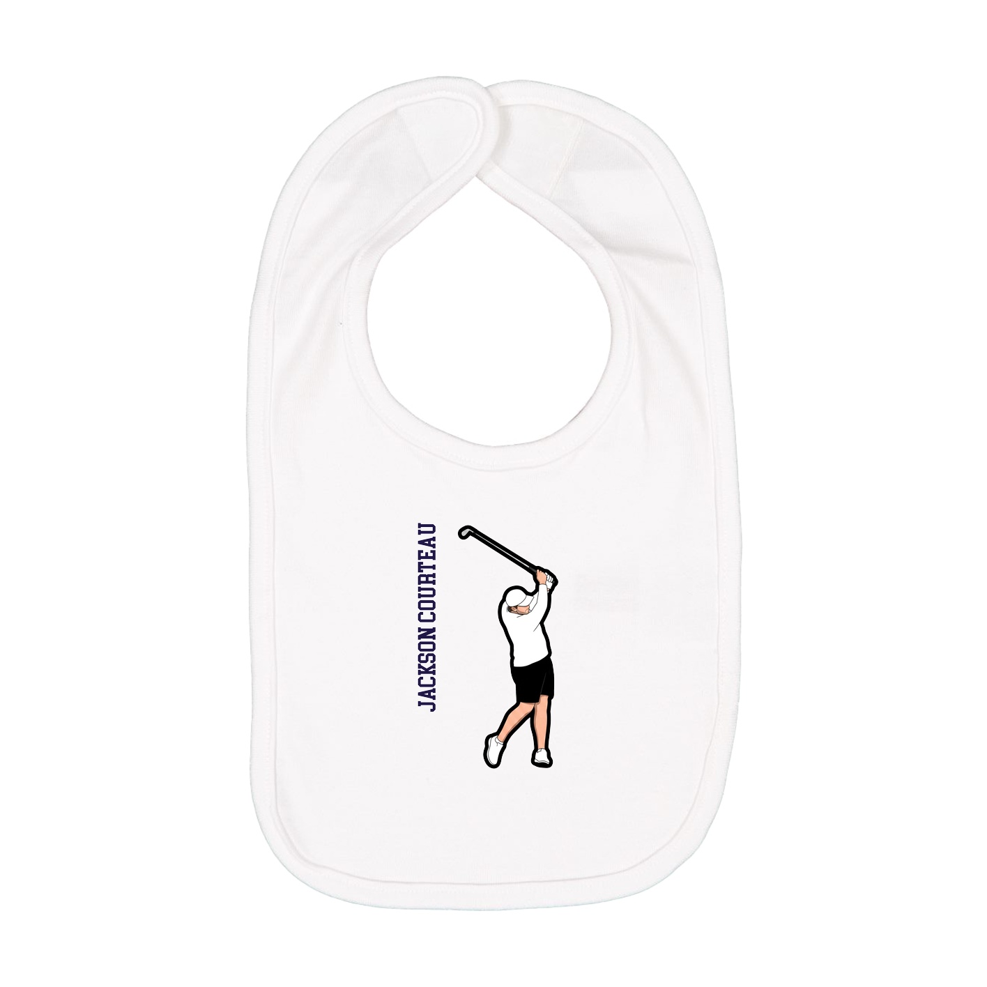 Infant Bib — Name Vertical in White