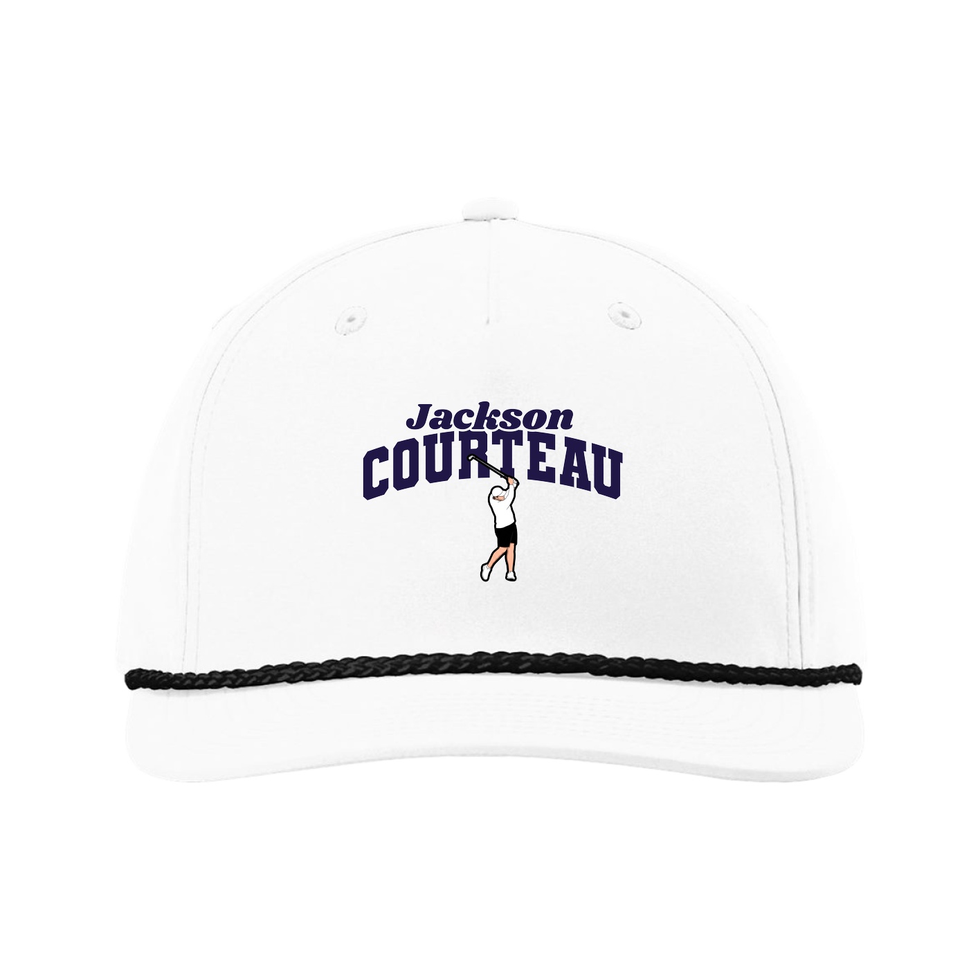Five-Panel Classic Rope Cap — Signature Arch in White
