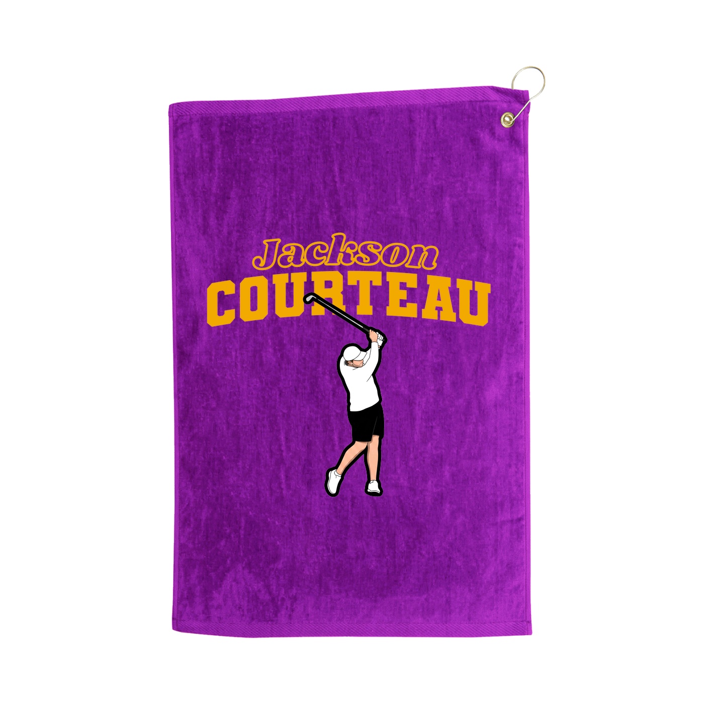 Golf Towel — Name Arch in Purple