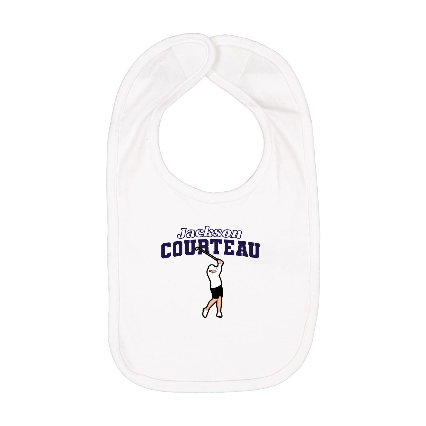 Infant Bib — Name Arch in White