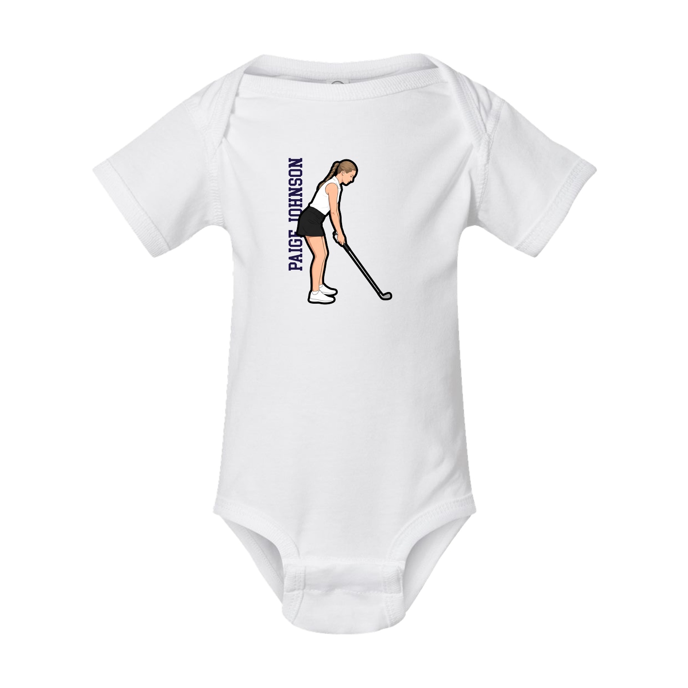 Baby Onesie — Name Vertical in White