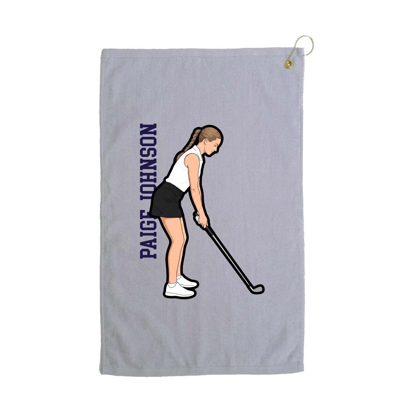 Golf Towel — Name Vertical in Grey
