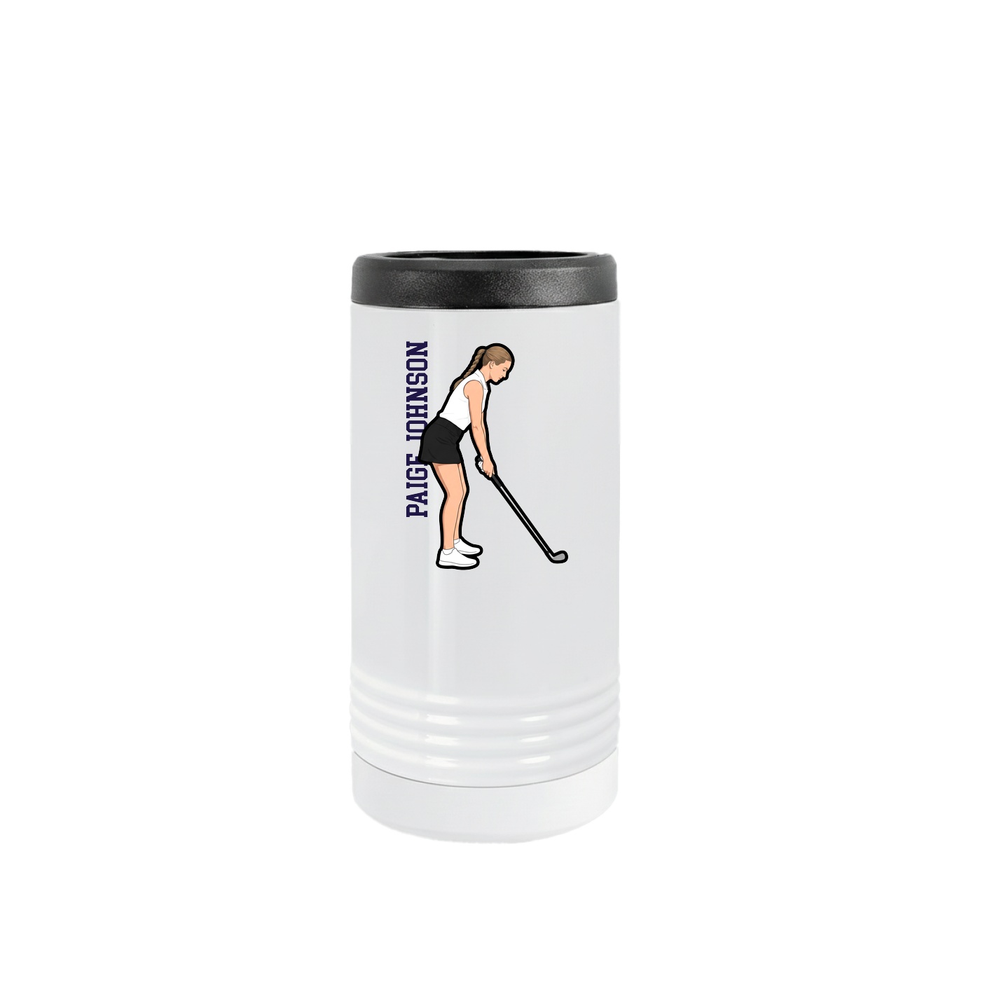 Slim Beverage Holder — Name Vertical in White