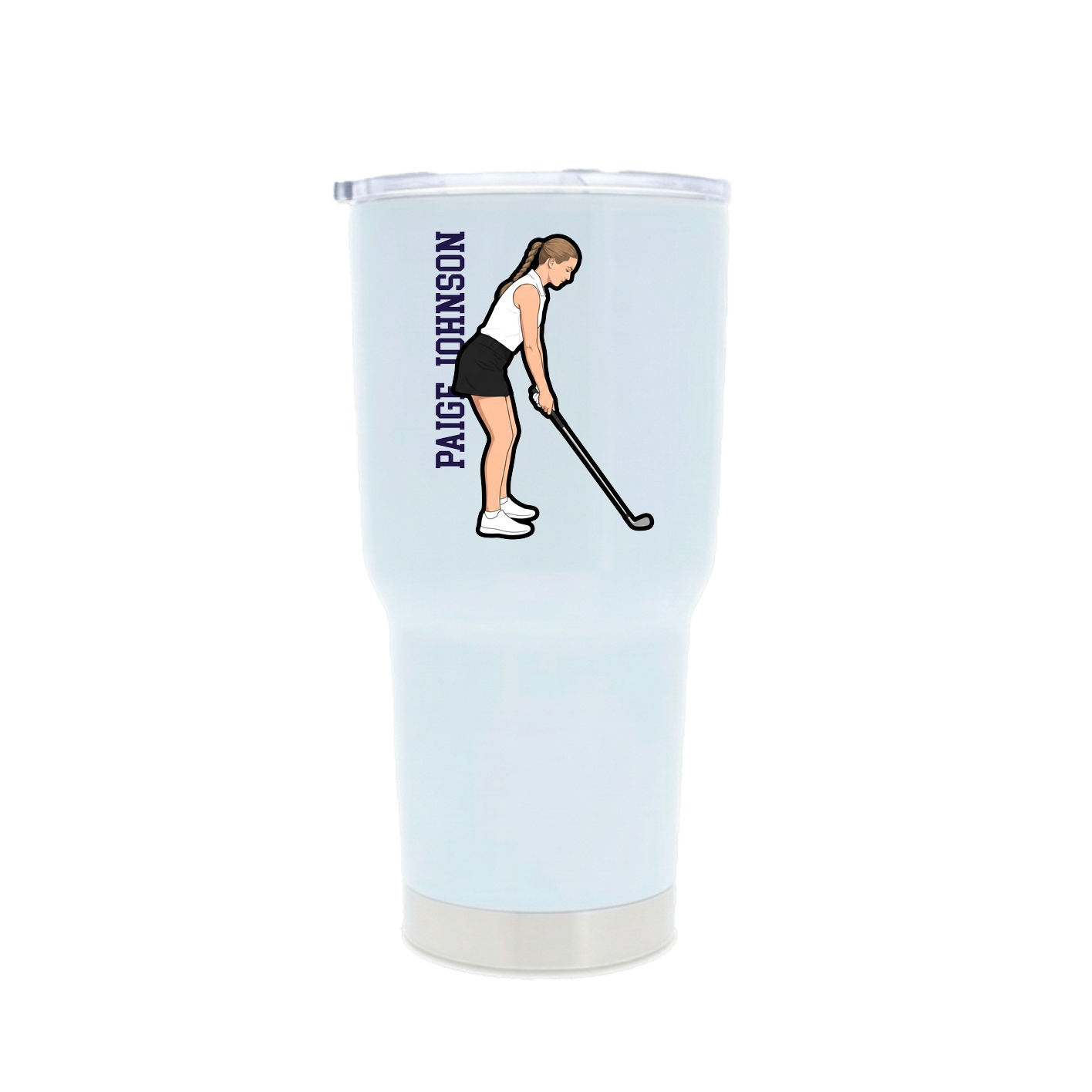 30oz Stainless Steel Tumbler — Name Vertical in White