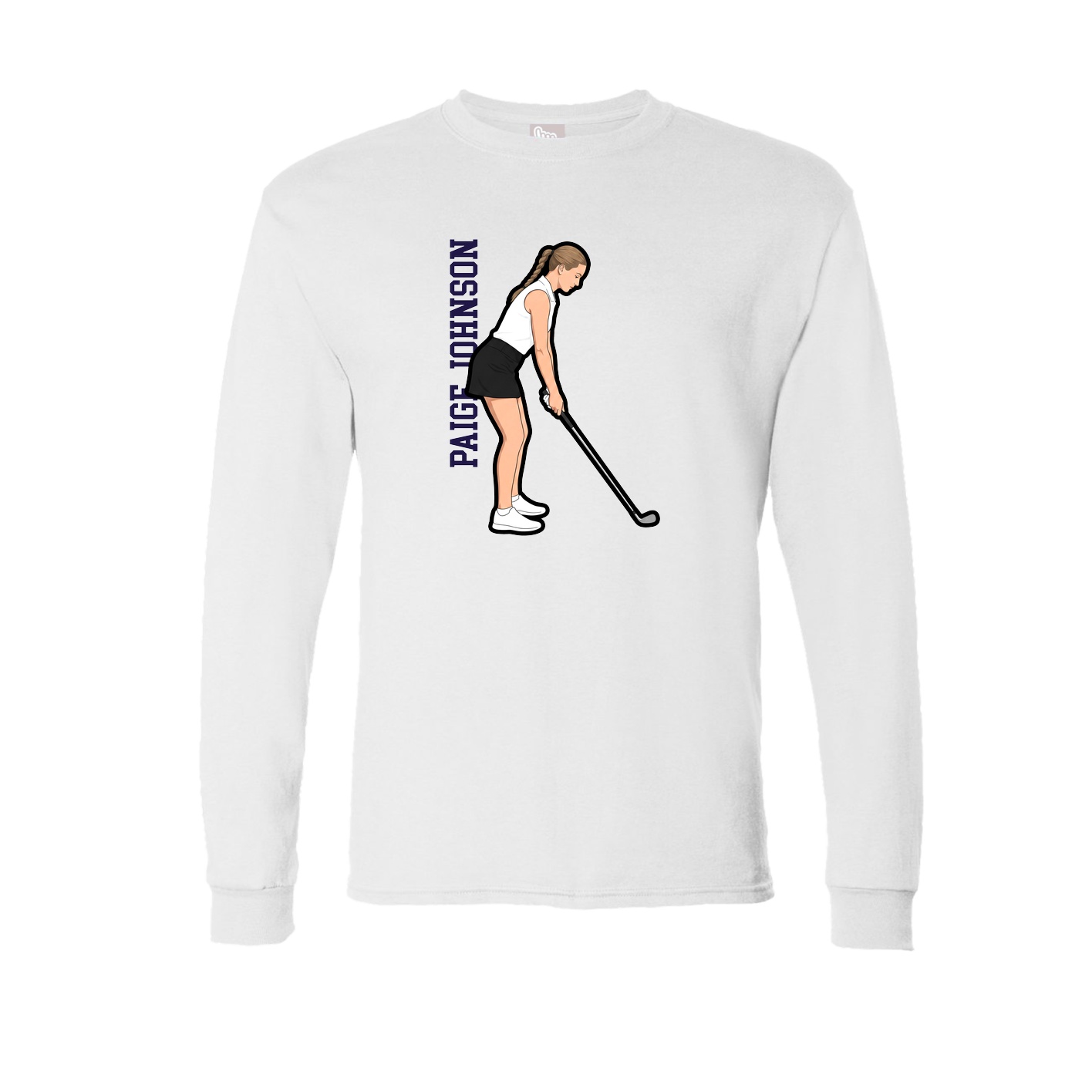 Long Sleeve Tee — Name Vertical in White