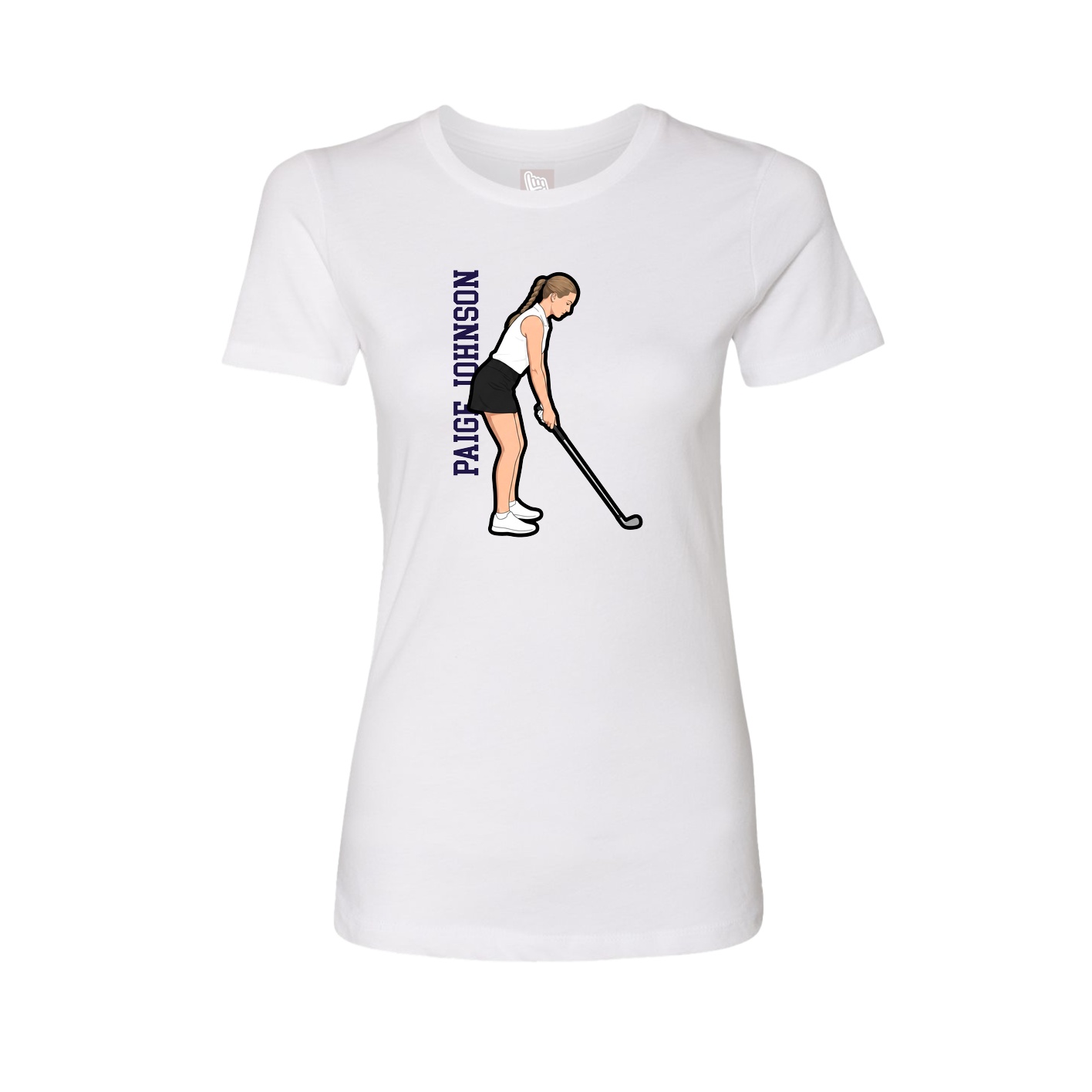 Fitted Women's Tee — Name Vertical in White