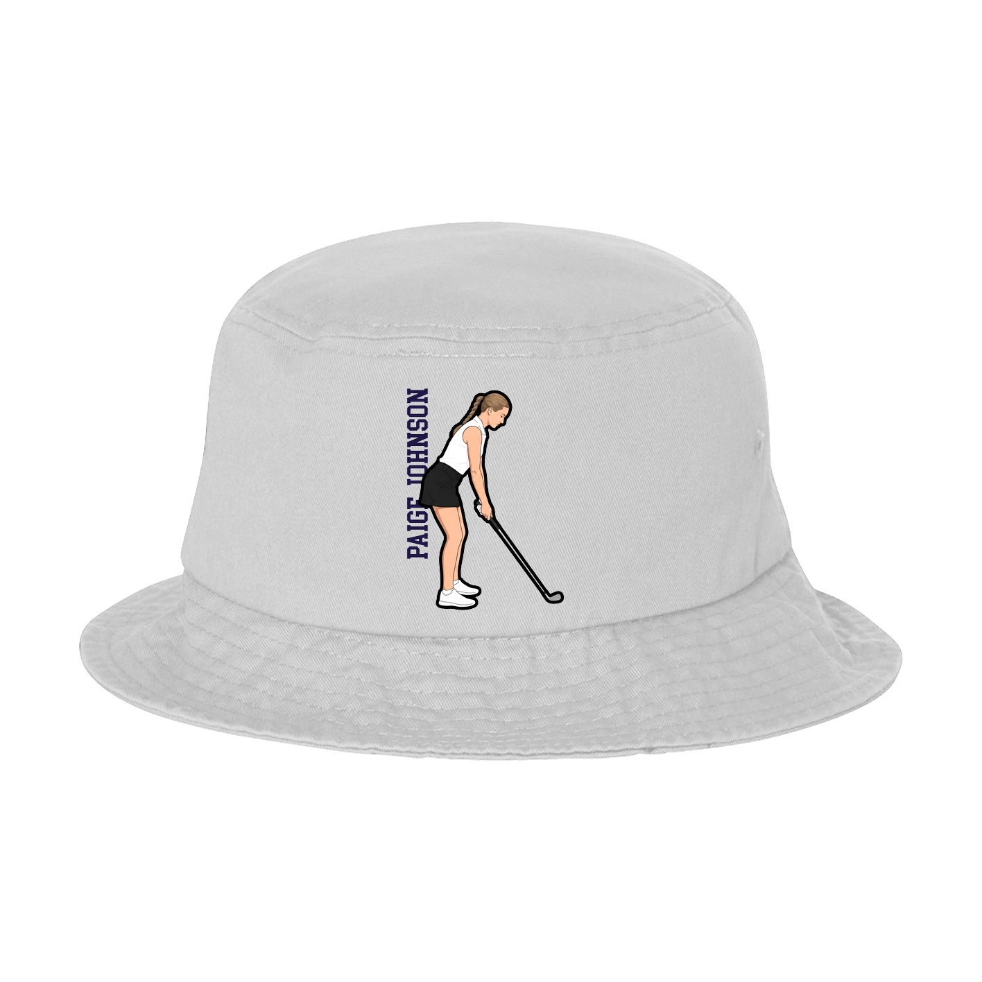 Bucket Cap — Name Vertical in White