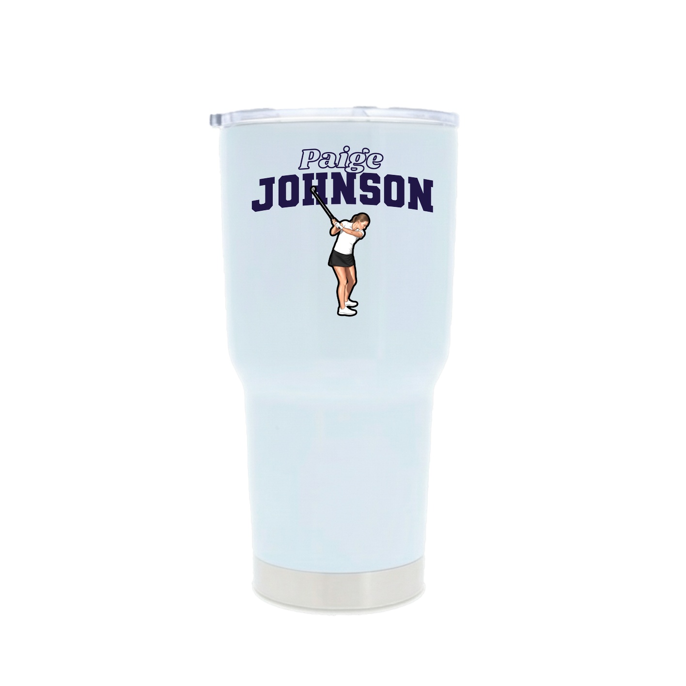 30oz Stainless Steel Tumbler — Name Arch in White