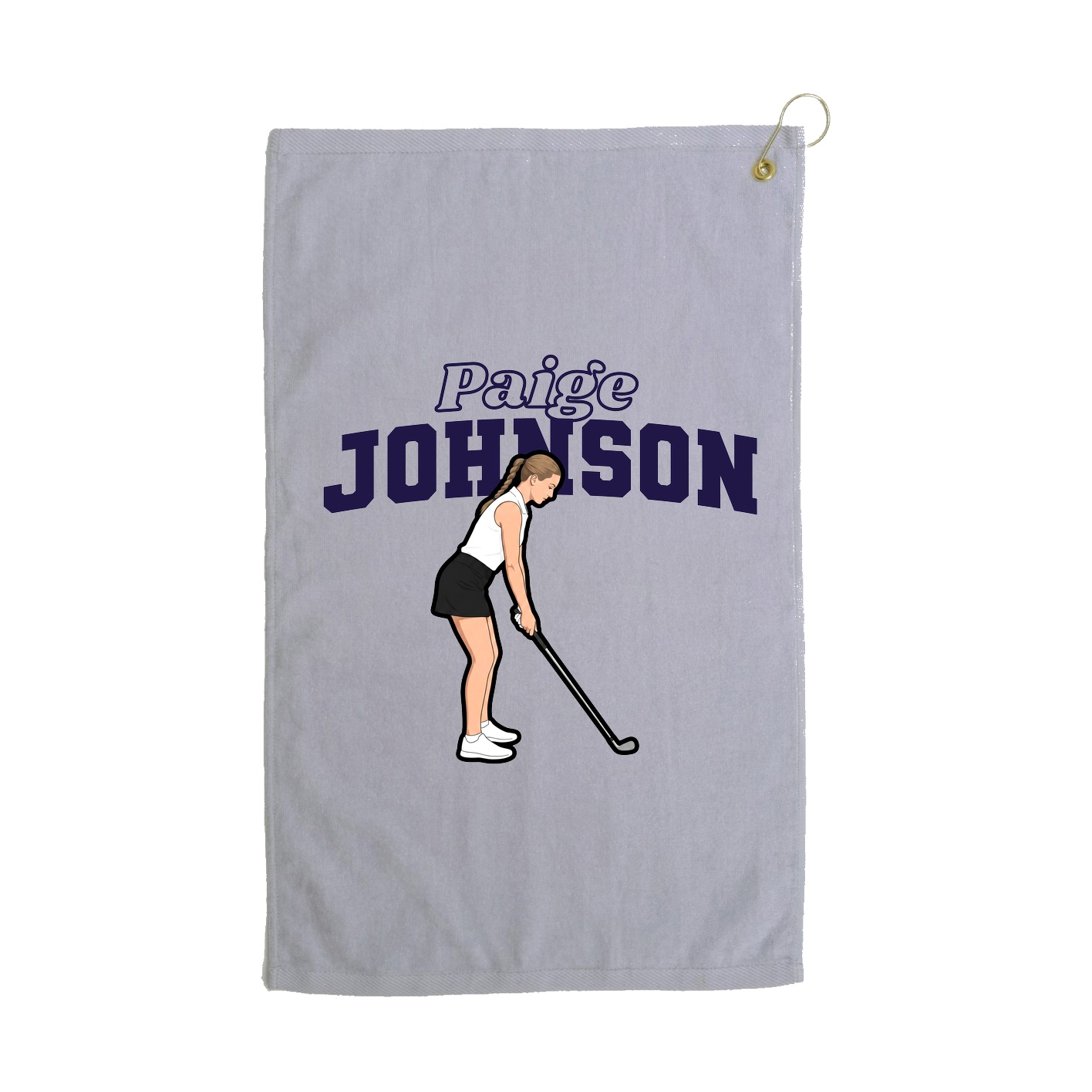 Golf Towel — Name Arch in Grey