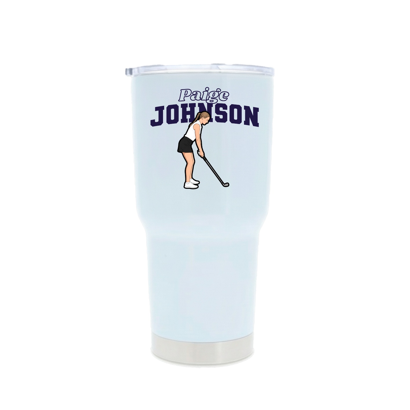 30oz Stainless Steel Tumbler — Name Arch in White