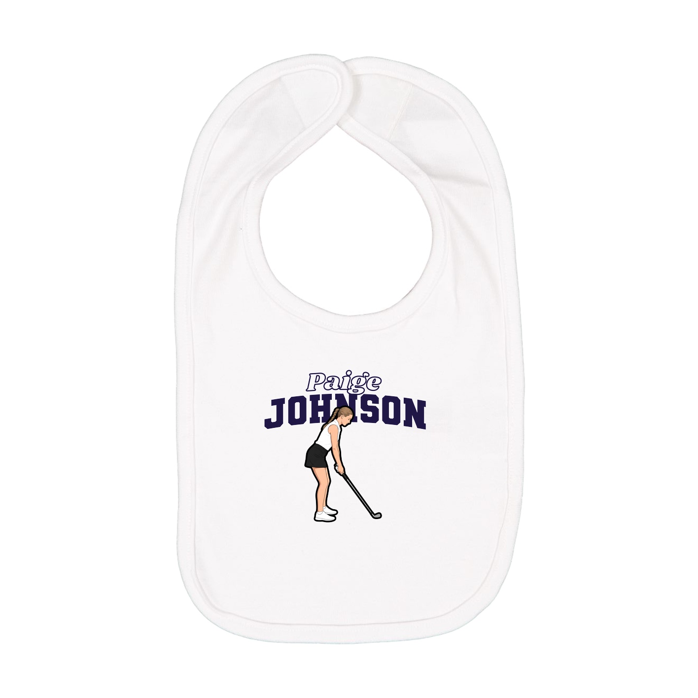 Infant Bib — Name Arch in White