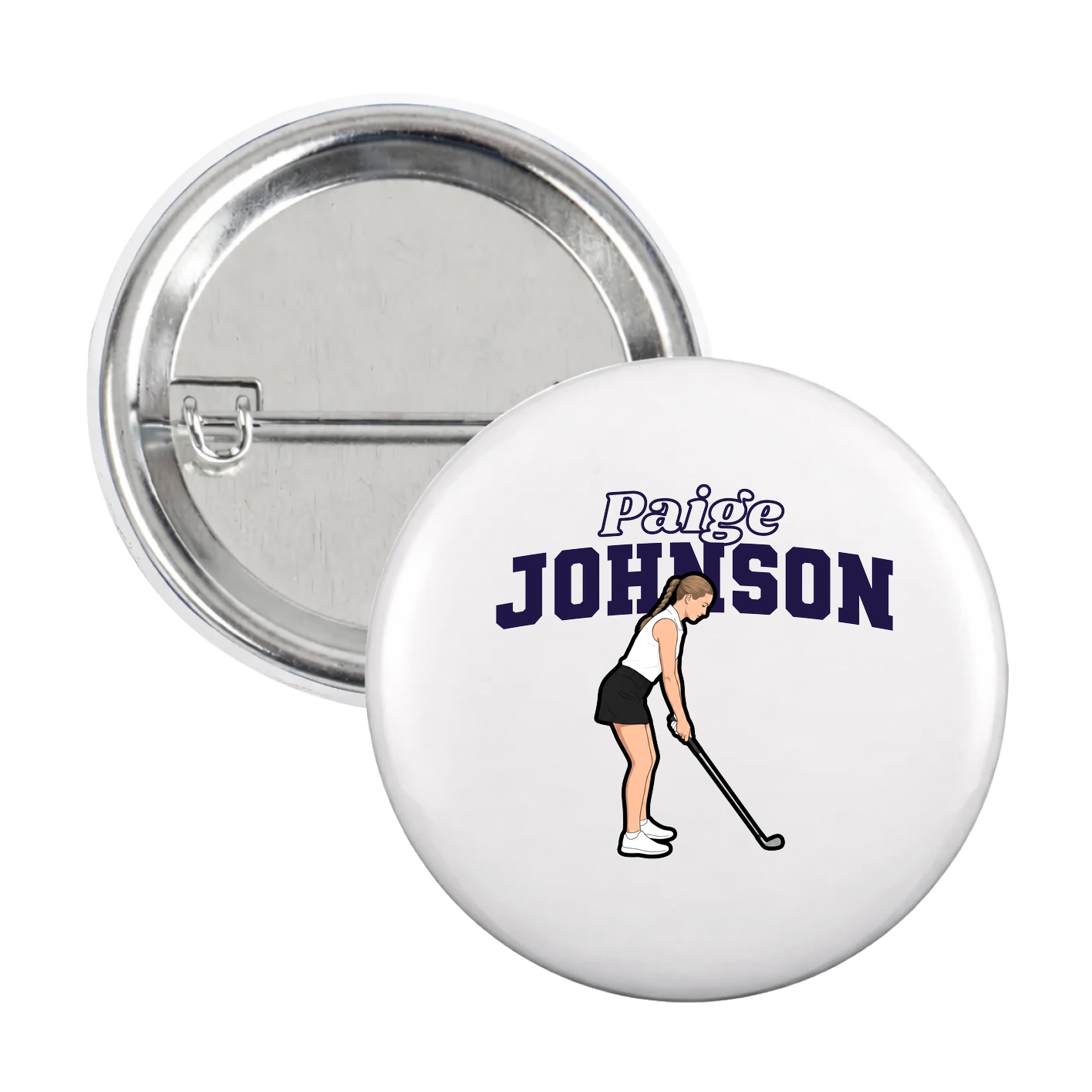 Game Day Button — Name Arch in White