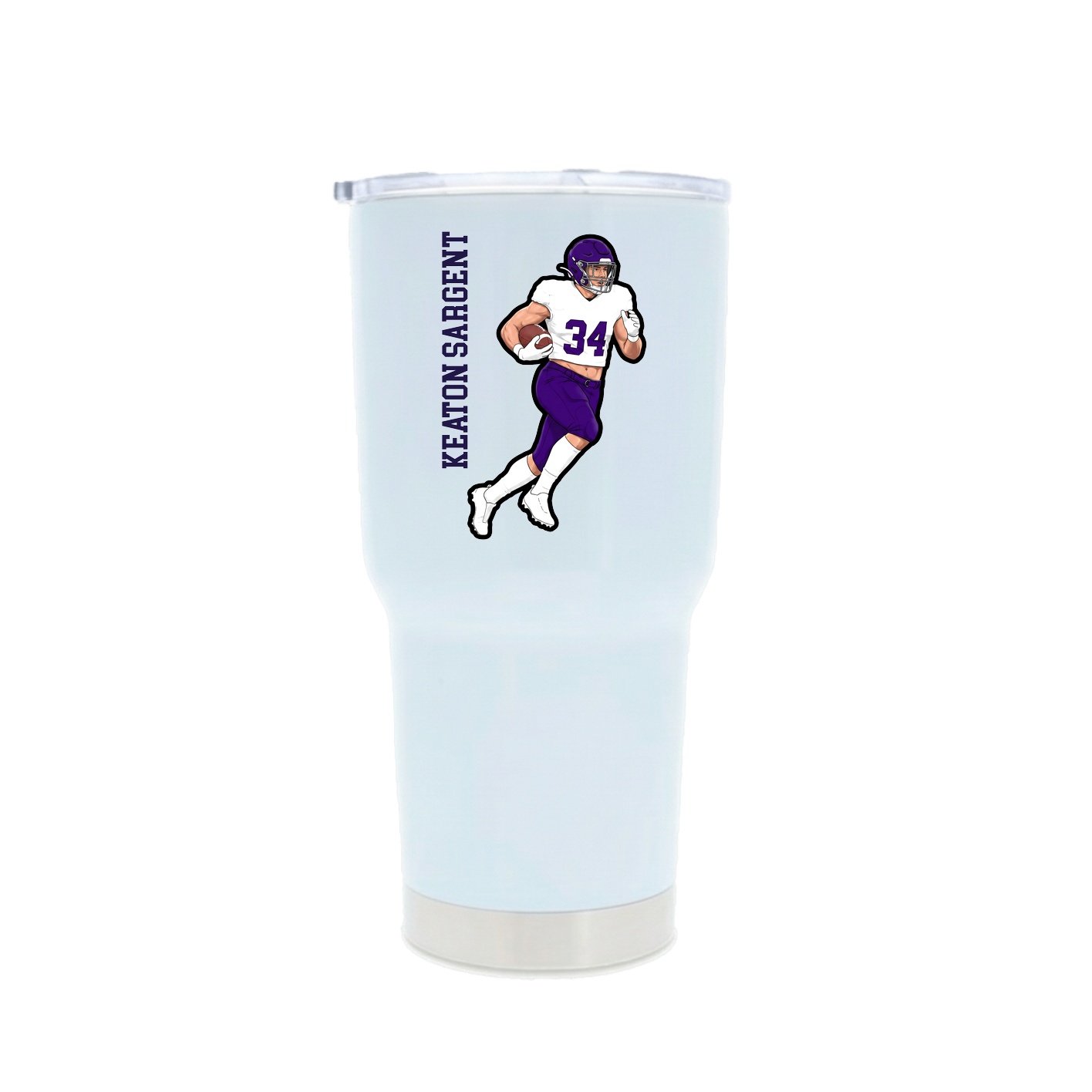 30oz Stainless Steel Tumbler — Name Vertical in White