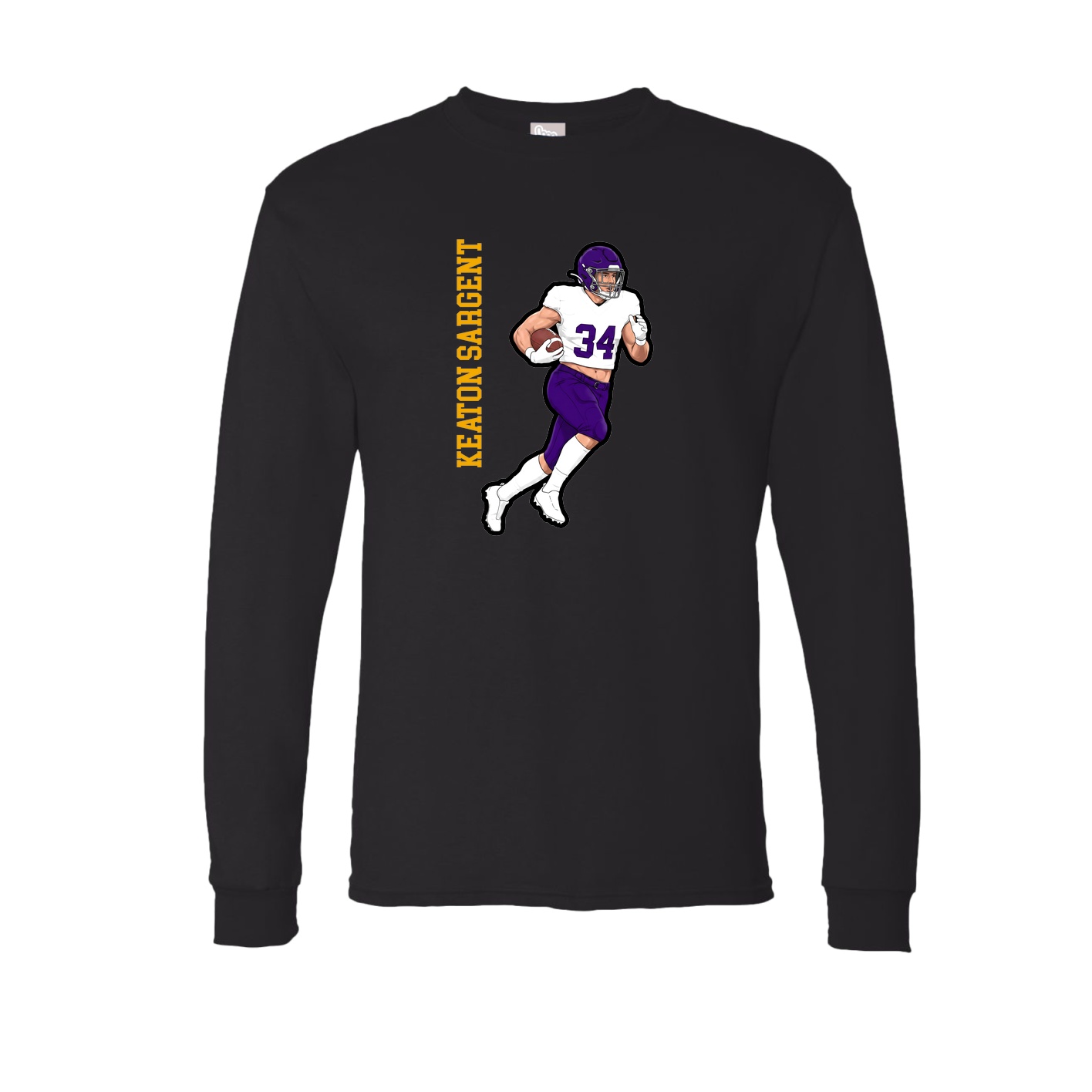 Long Sleeve Tee — Name Vertical in Black