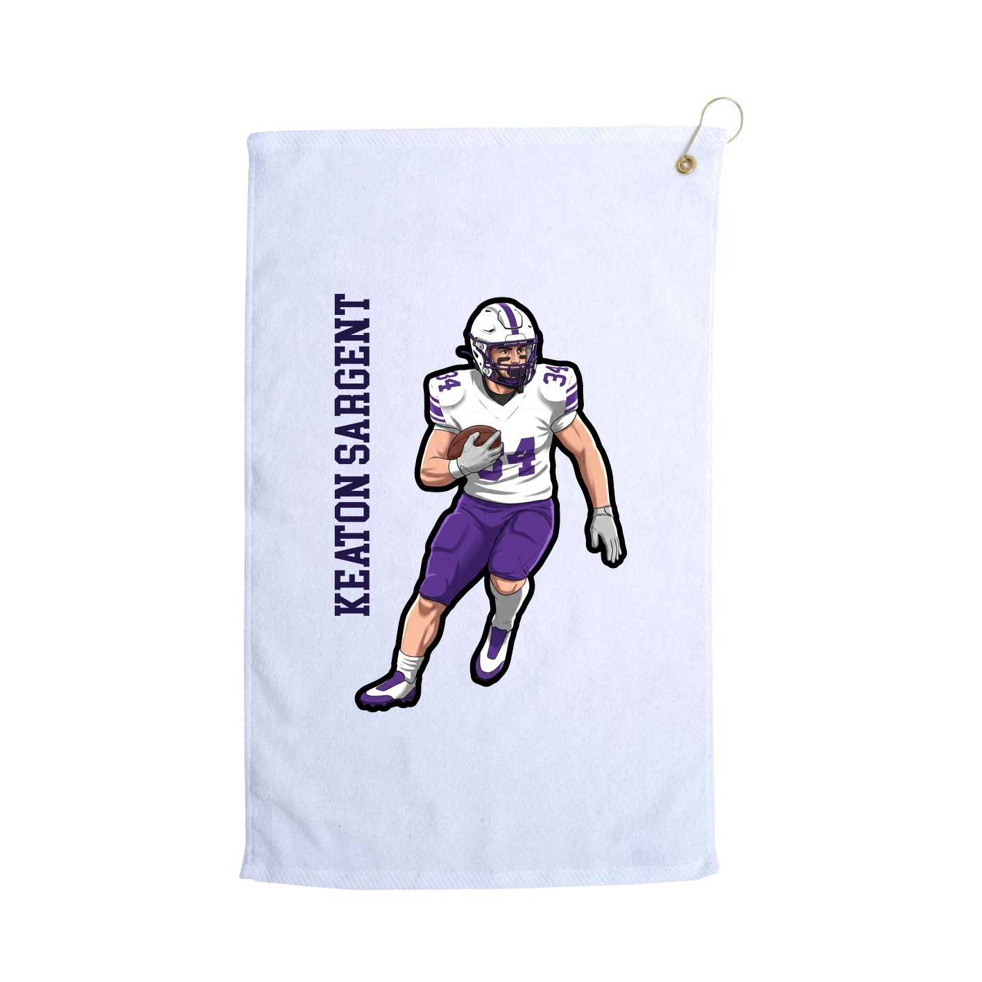 Golf Towel — Name Vertical in White