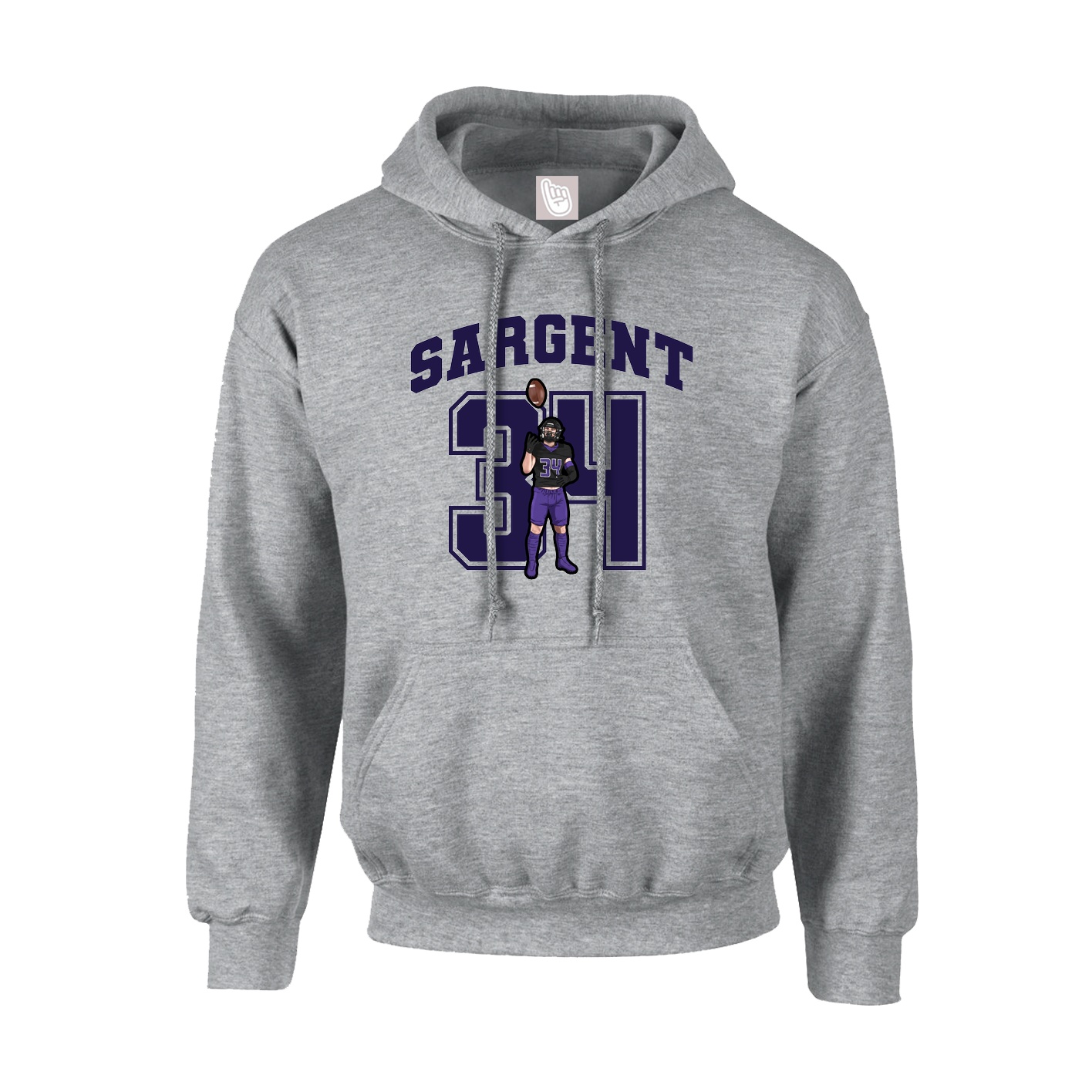 Youth Hoodie — Number in Grey