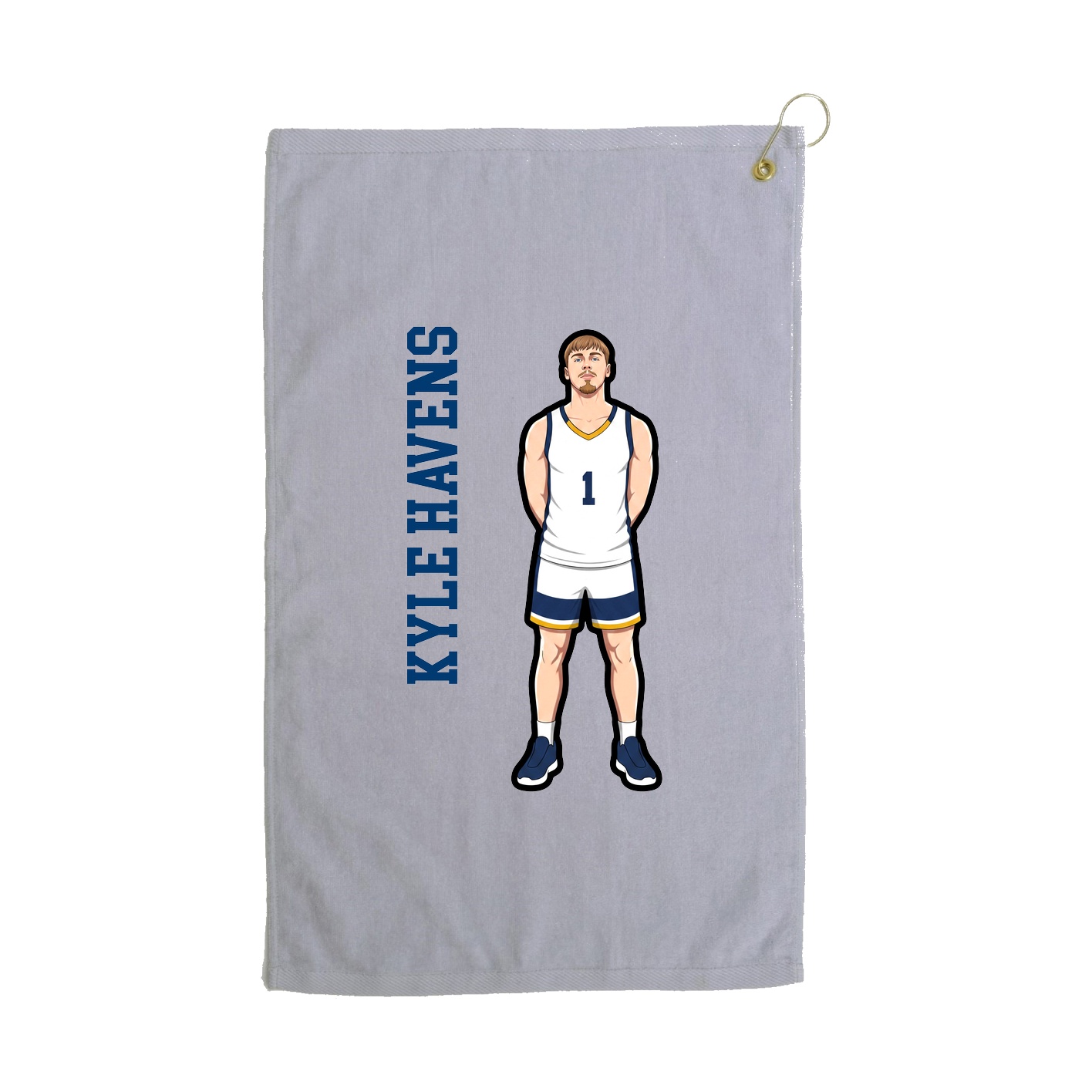 Golf Towel — Name Vertical in Grey